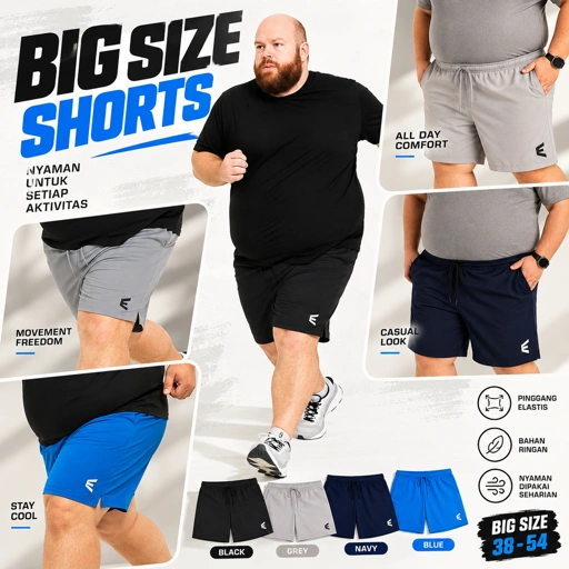 Eastlore Short Pant Sport Bigsize Original - Celana Training Gym Running Jumbo Size ES114