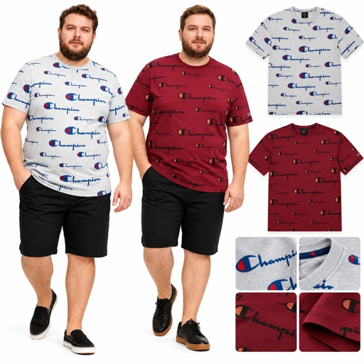 Chmp Men Tshirt Script 100% Original Bigsize - Kaos Pria Jumbo Size