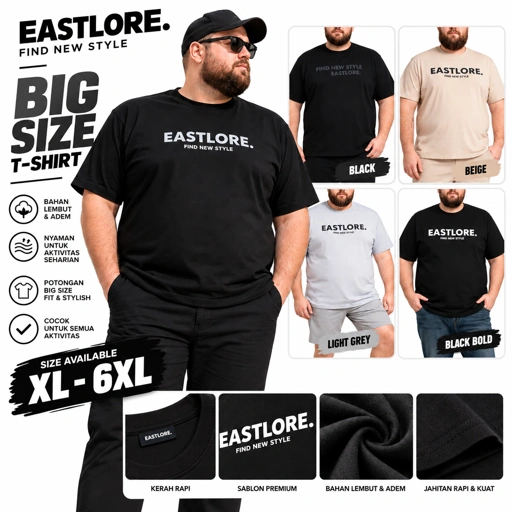 Eastlore Men Signature T-shirt Bigsize Original - Kaos Pria Jumbo Size Branded