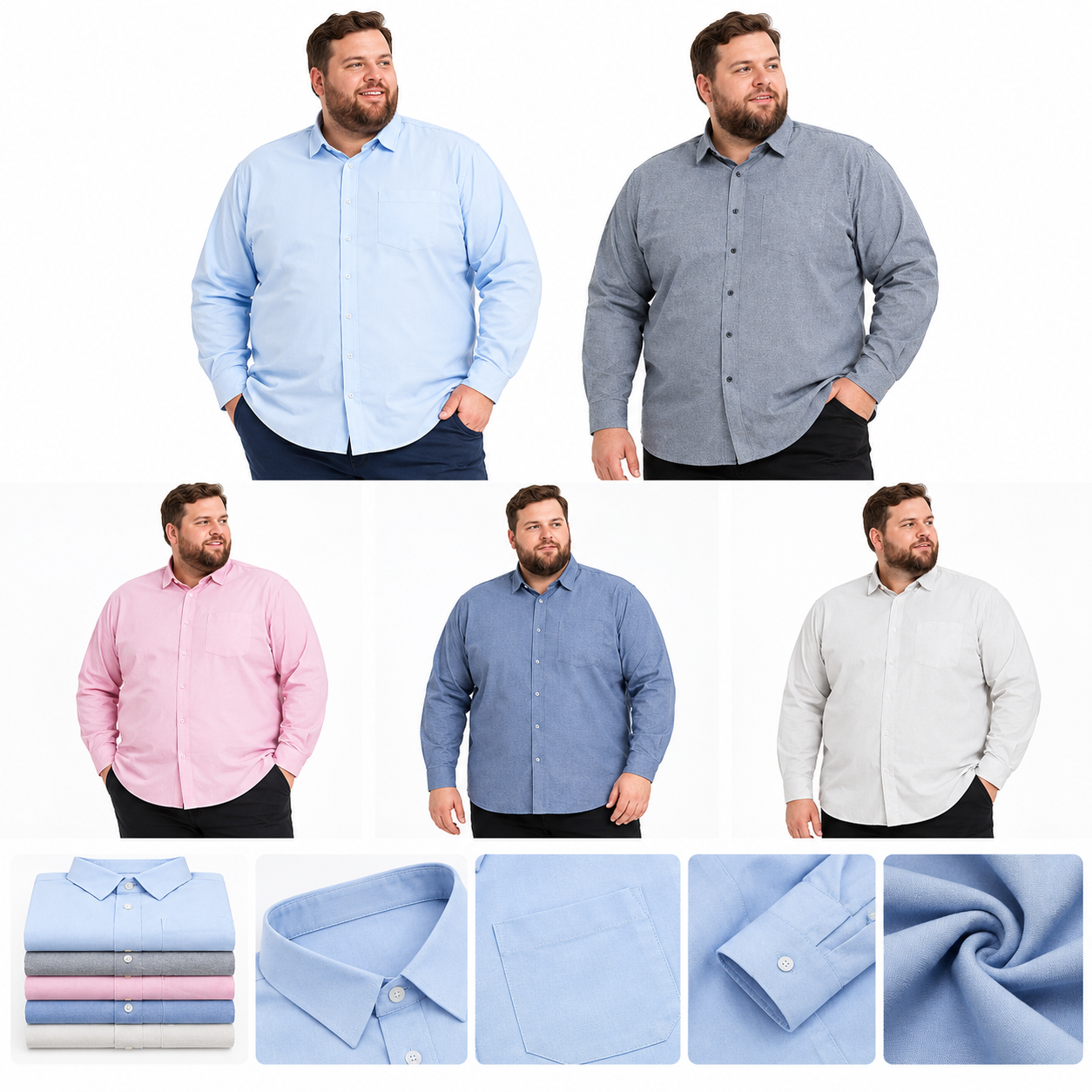 Eastlore Oxford Long Sleeve Shirt Bigsize Original - Kemeja Formal Casual Pria Jumbo Size