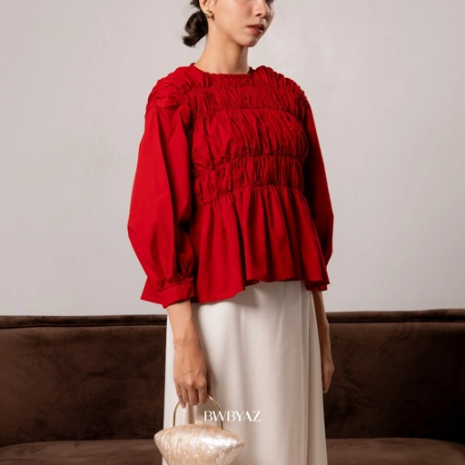 Image of BWBYAZ - PAMELA SHIRRED BLOUSE (NEW COLOUR) - READY STOCK