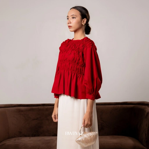 Image of BWBYAZ - PAMELA SHIRRED BLOUSE - NEW COLOUR