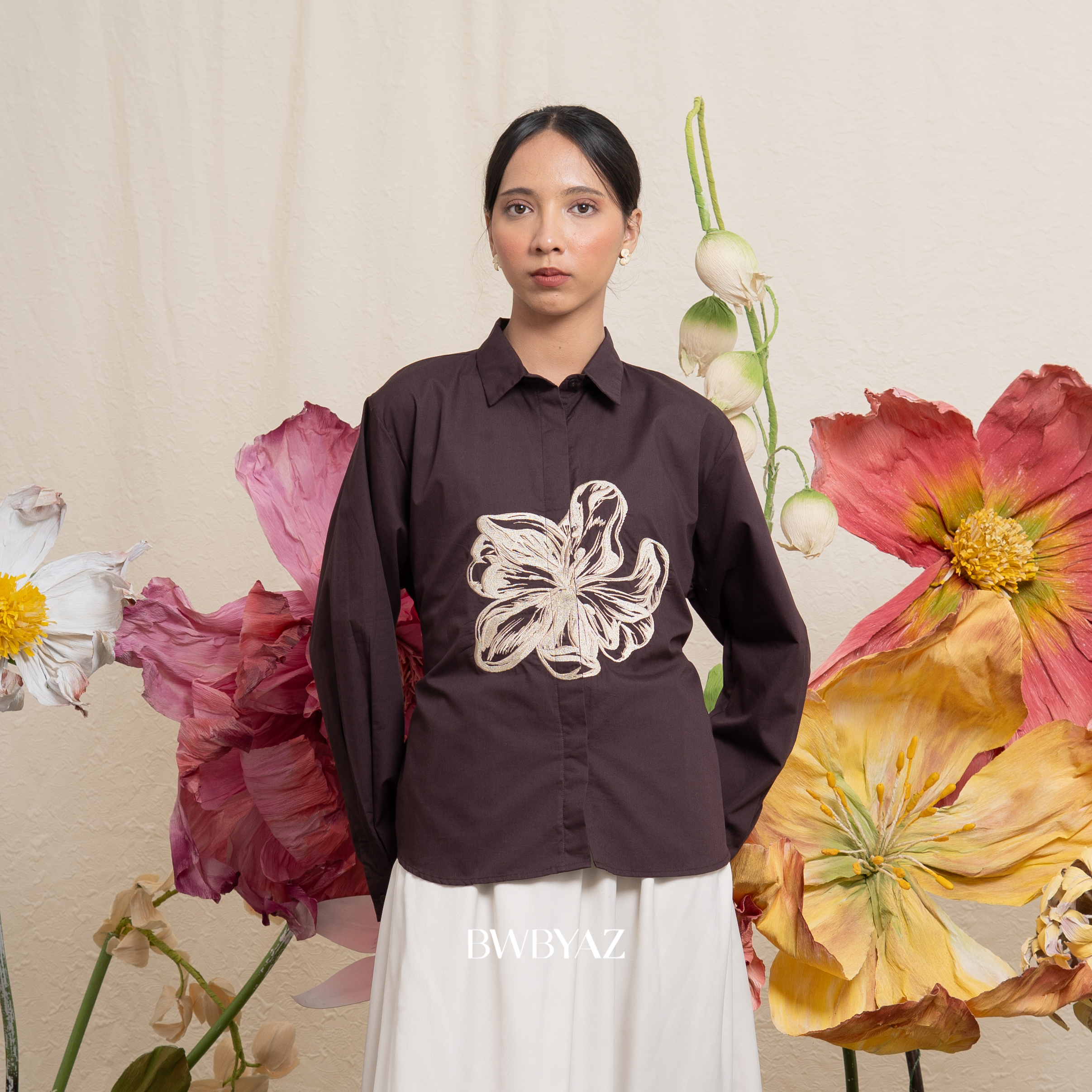 BWBYAZ -  Cyrielle Blooming Shirt (READY STOCK)
