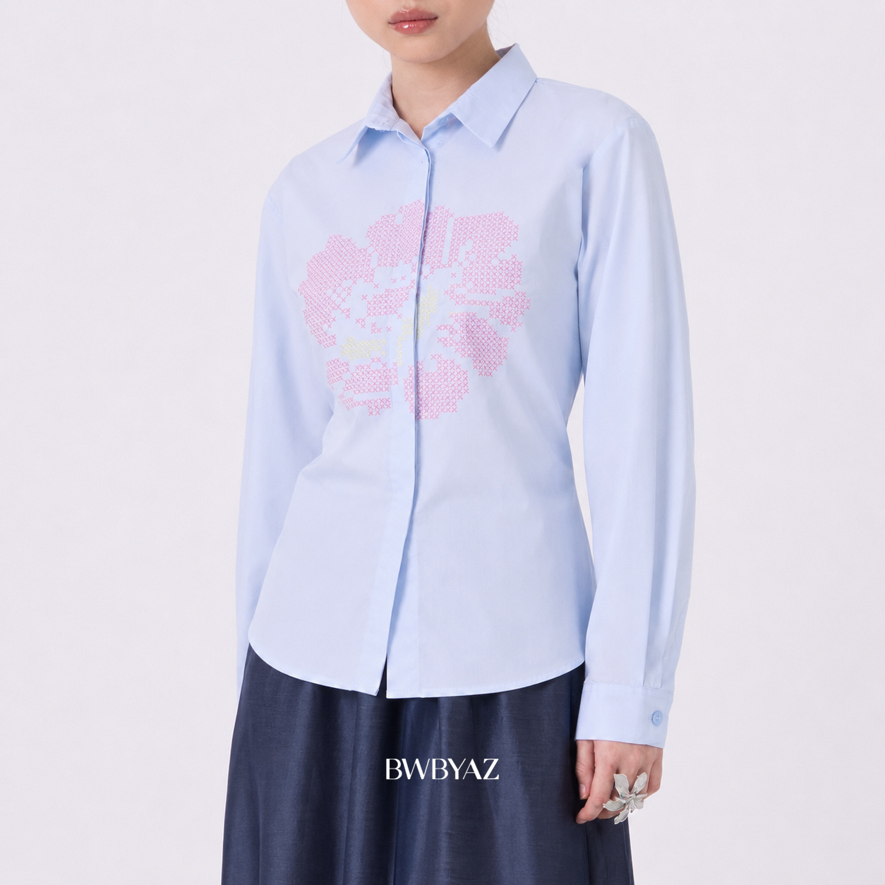 BWBYAZ - Reshya Embroidery Shirt (READY STOCK).