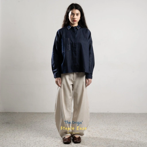 Image of BWBYAZ STAPLE EASE - Gritte Loose Shirt (READY STOCK)
