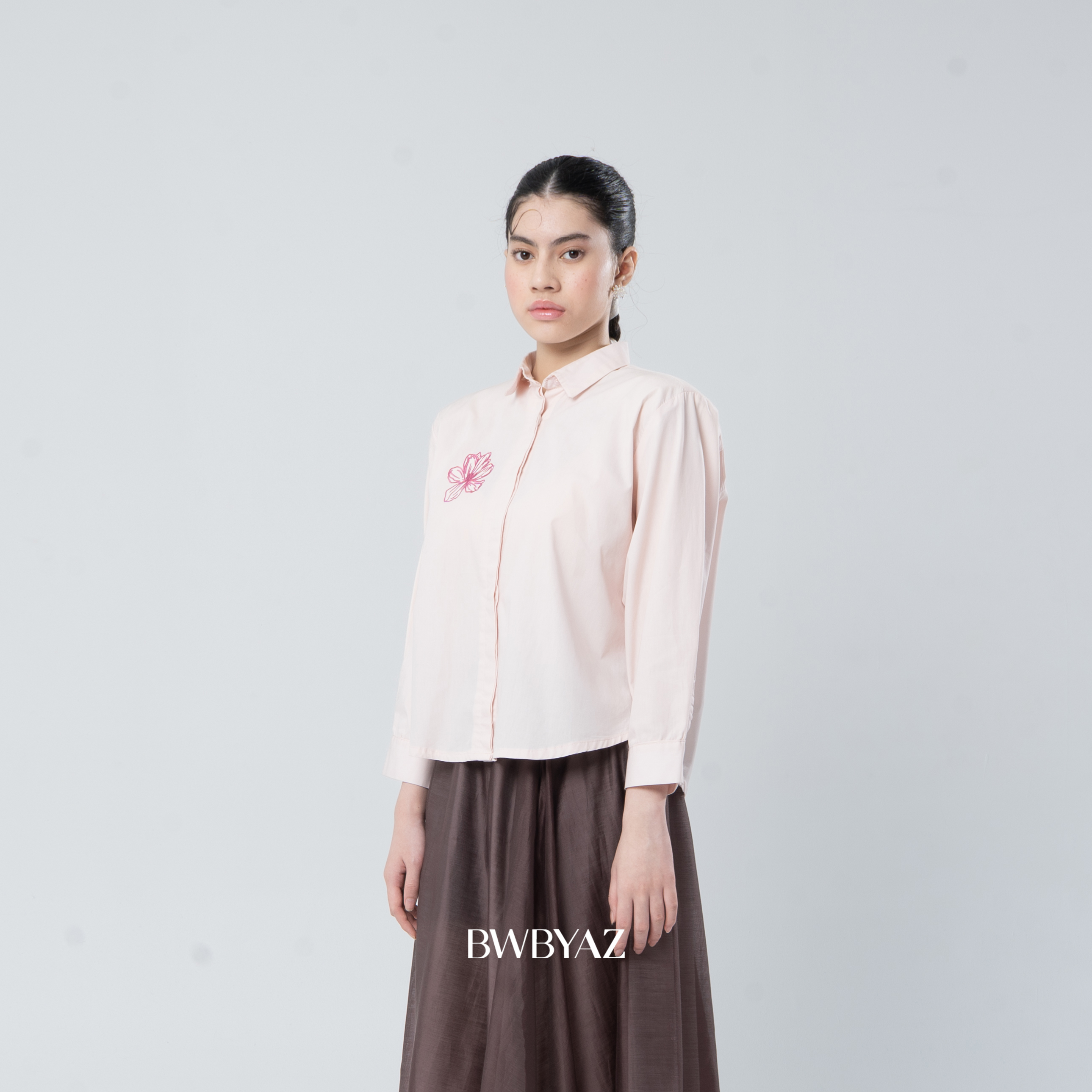 BWBYAZ - Adelaine Embroidery Shirt (READY STOCK)