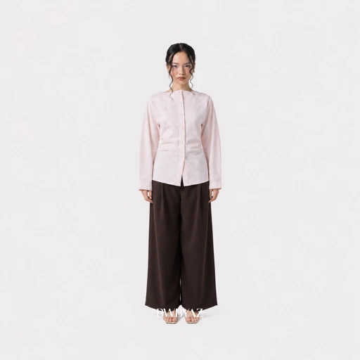 Image of BWBYAZ - Veyra Shirred Shirt (READY STOCK)