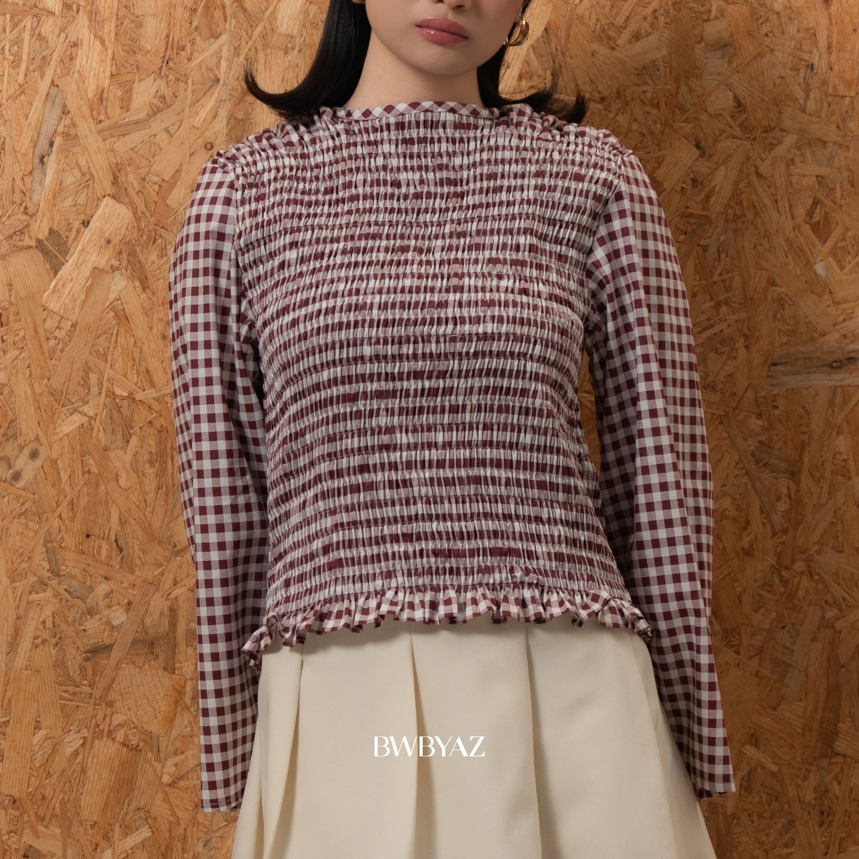 BWBYAZ - Illaya Shirred Blouse (READY STOCK)