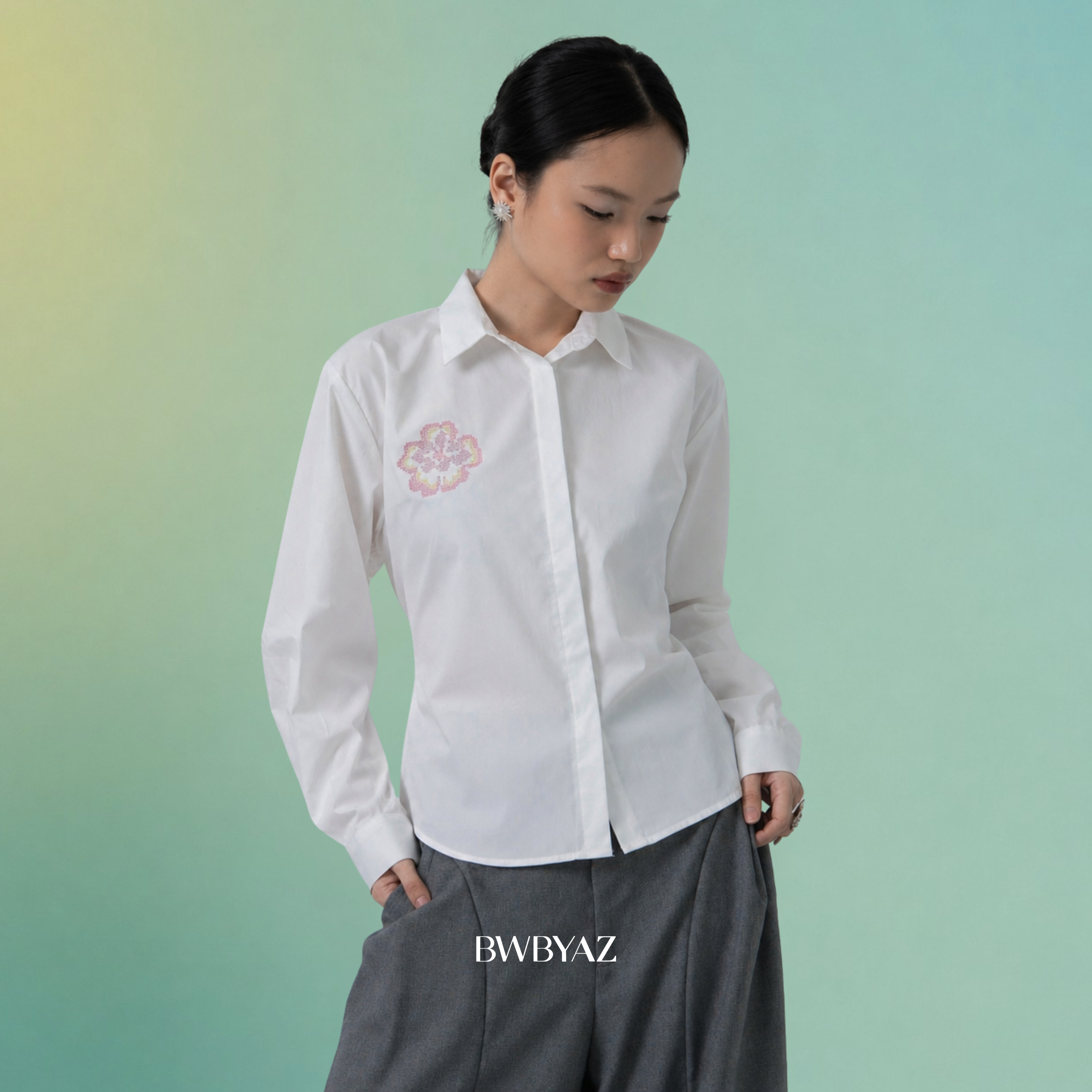 BWBYAZ - Luvira Embroidery Shirt (READY STOCK)