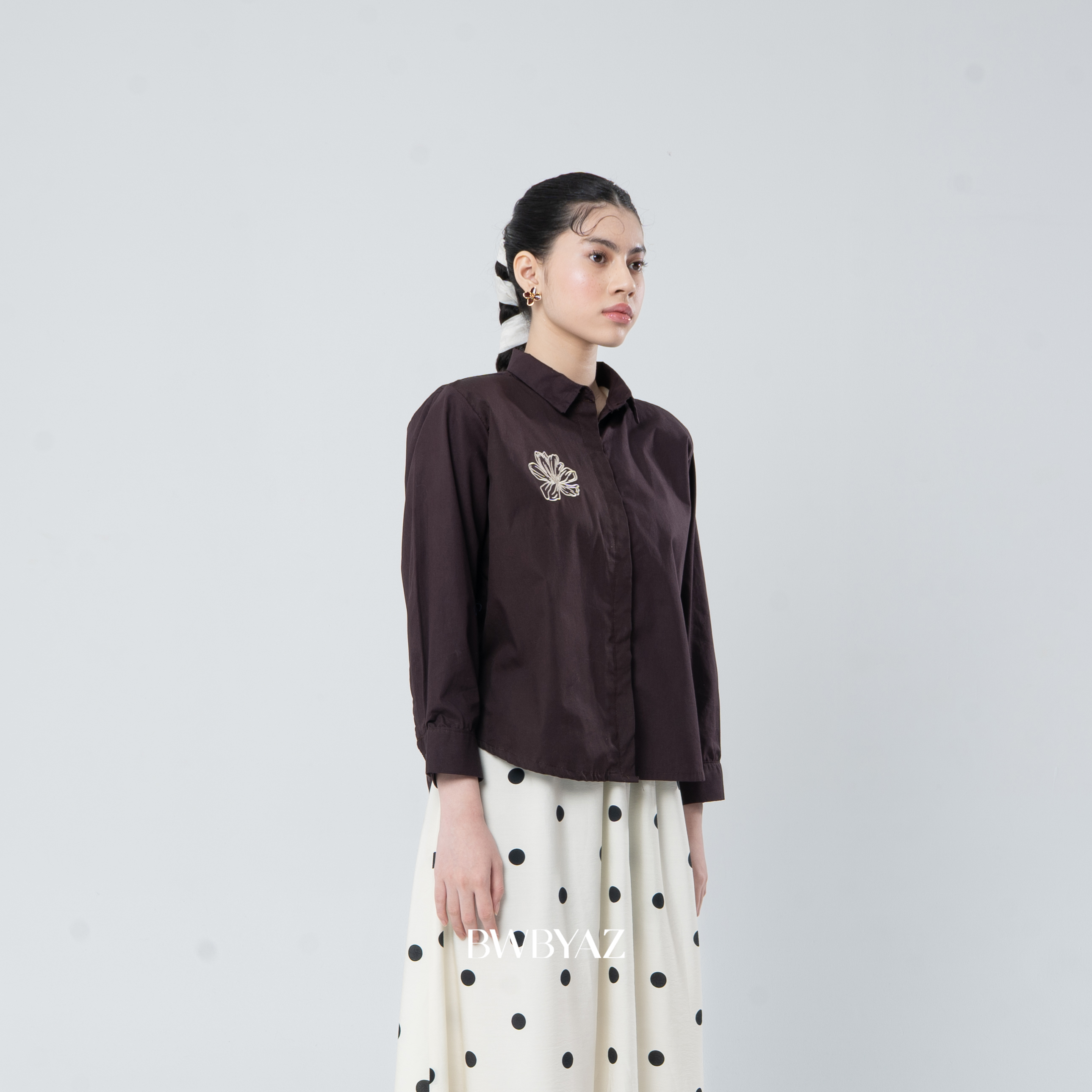 BWBYAZ - Adelaine Embroidery Shirt (READY STOCK)