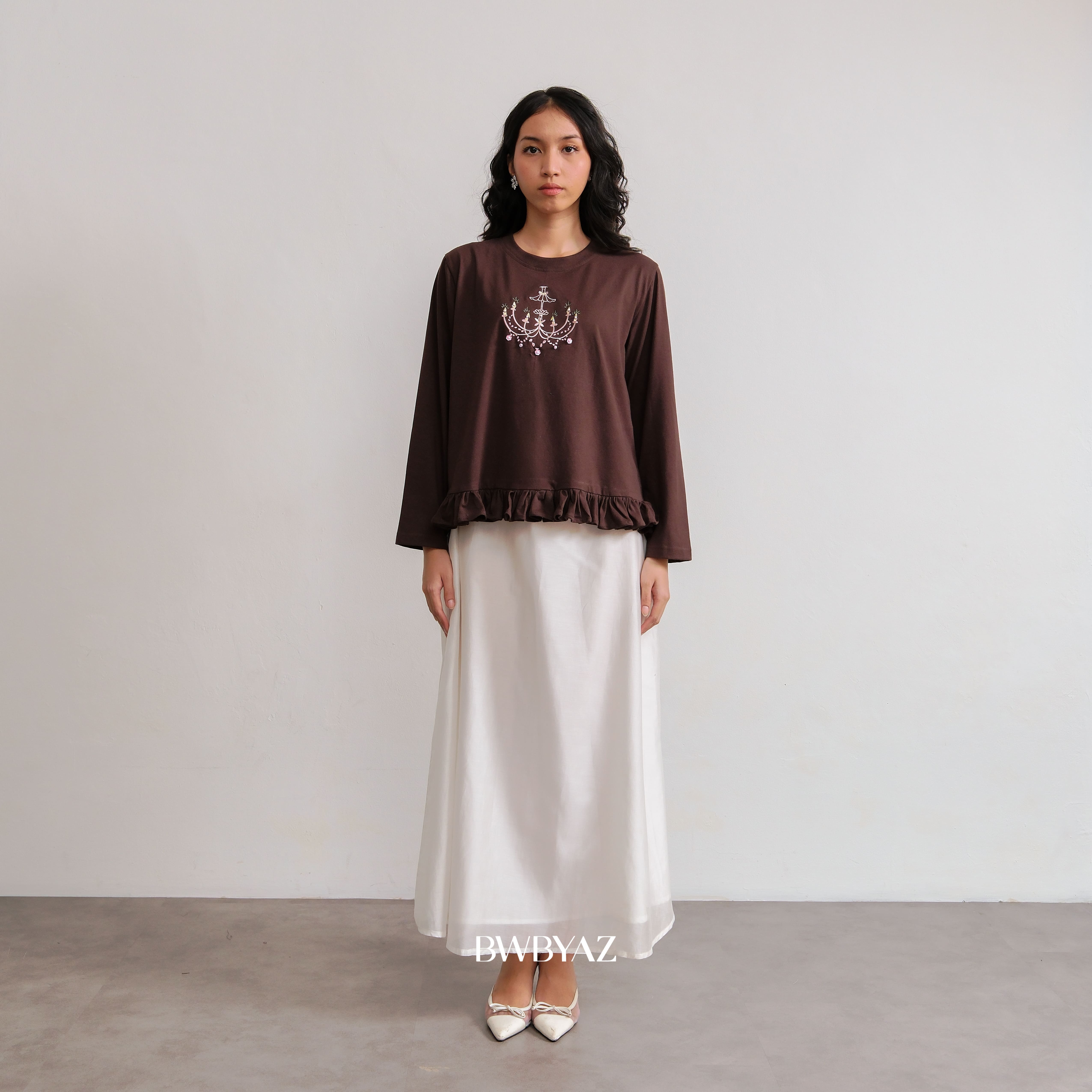 BWBYAZ - Ollie Embroidery Top Twinkle & Teacup (READY STOCK)