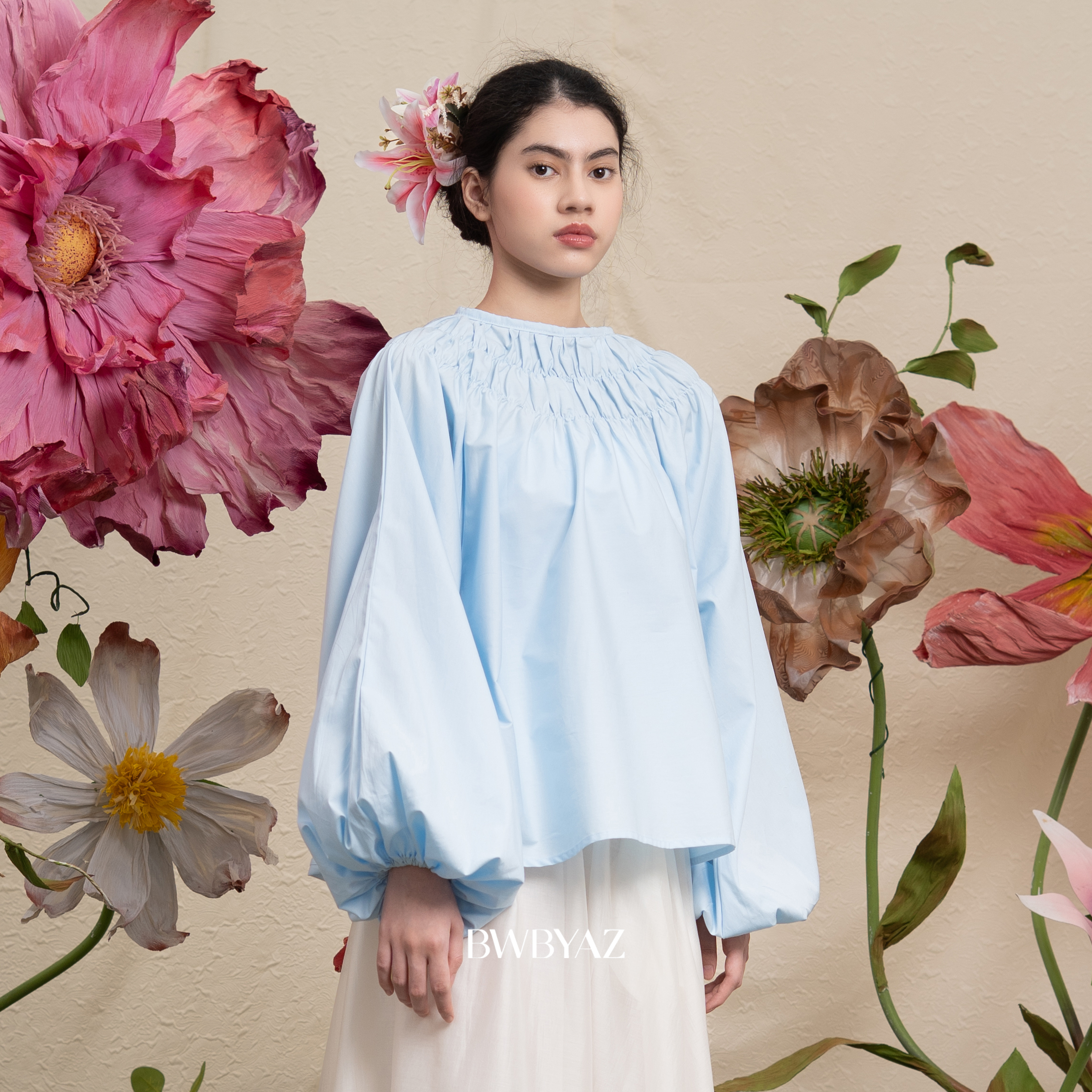 BWBYAZ JFW COLLECTION - Orla Shirred Blouse (READY STOCK)