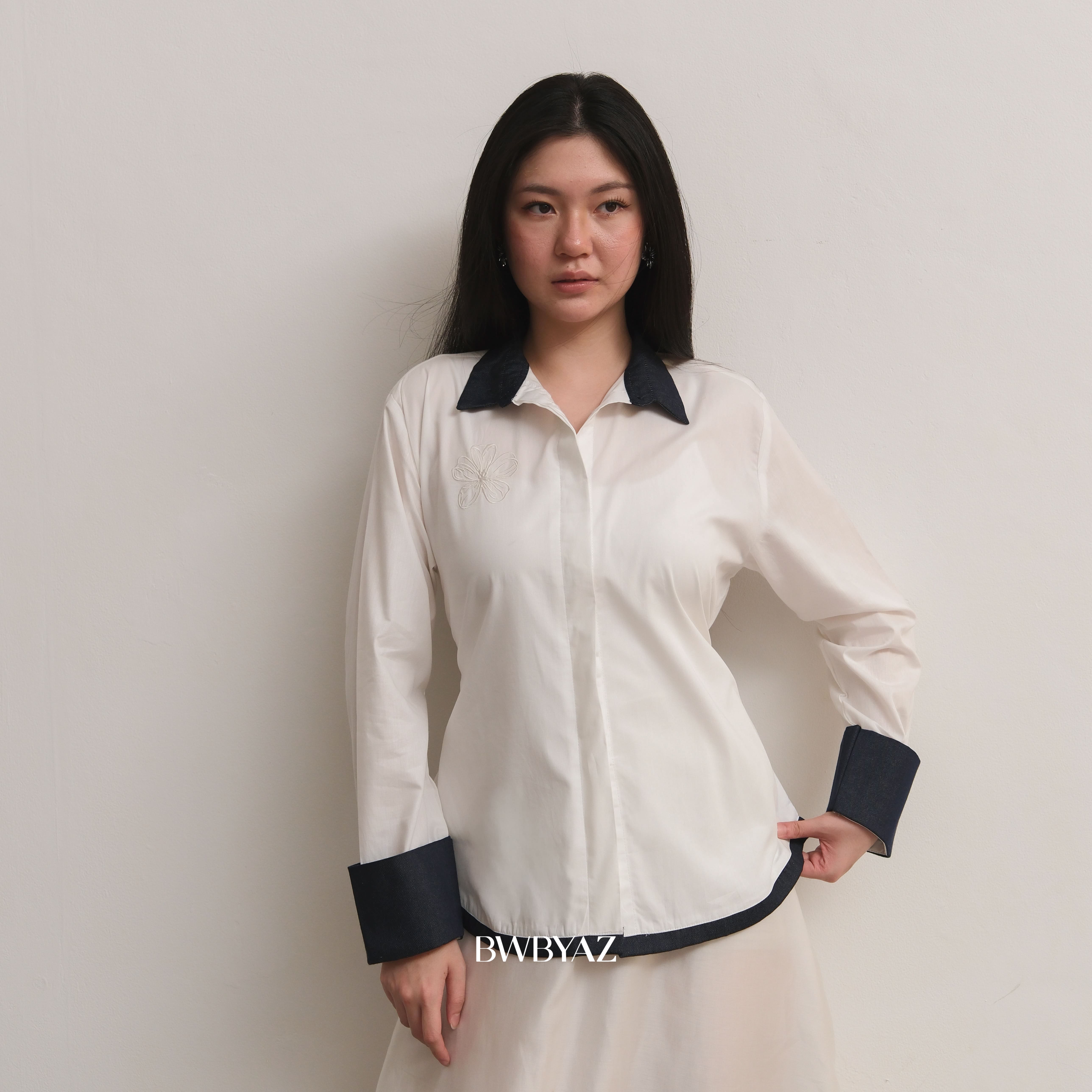 BWBYAZ - Wendy Two Tone Shirt (READY STOCK).