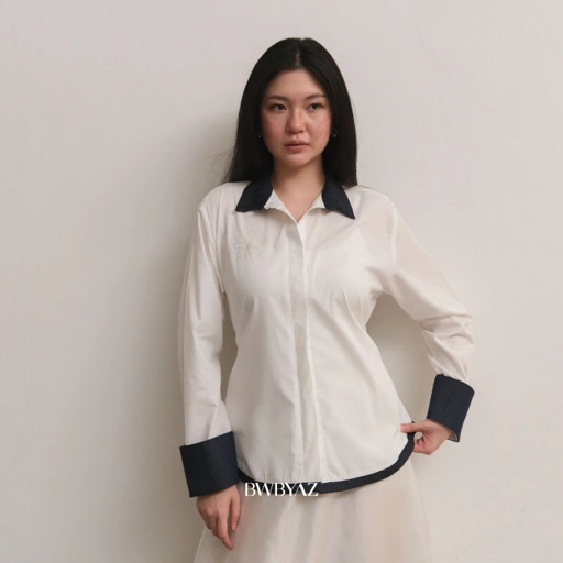 BWBYAZ - Wendy Two Tone Shirt (READY STOCK).