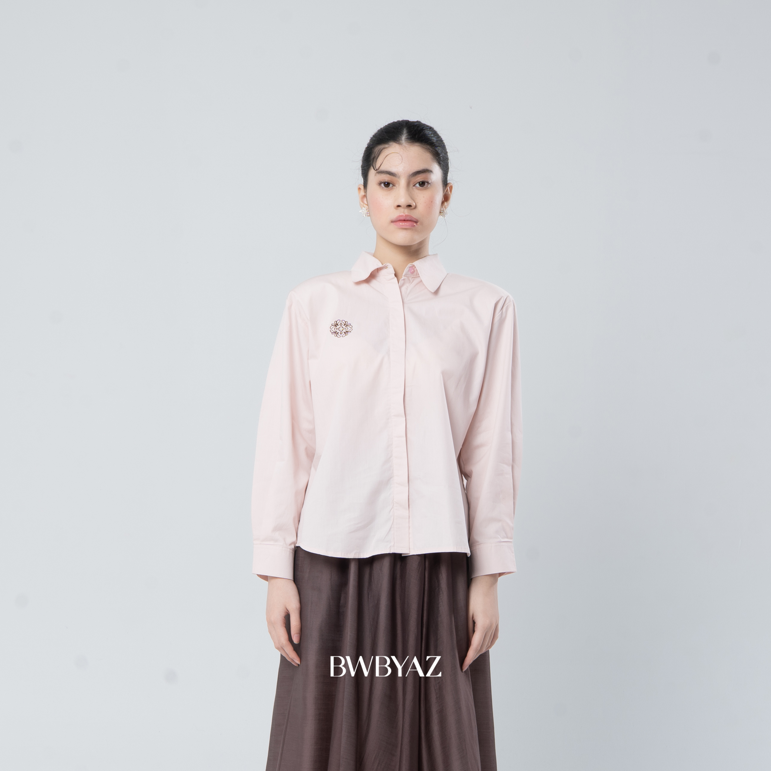BWBYAZ - Livia Embroidery Shirt (READY STOCK)