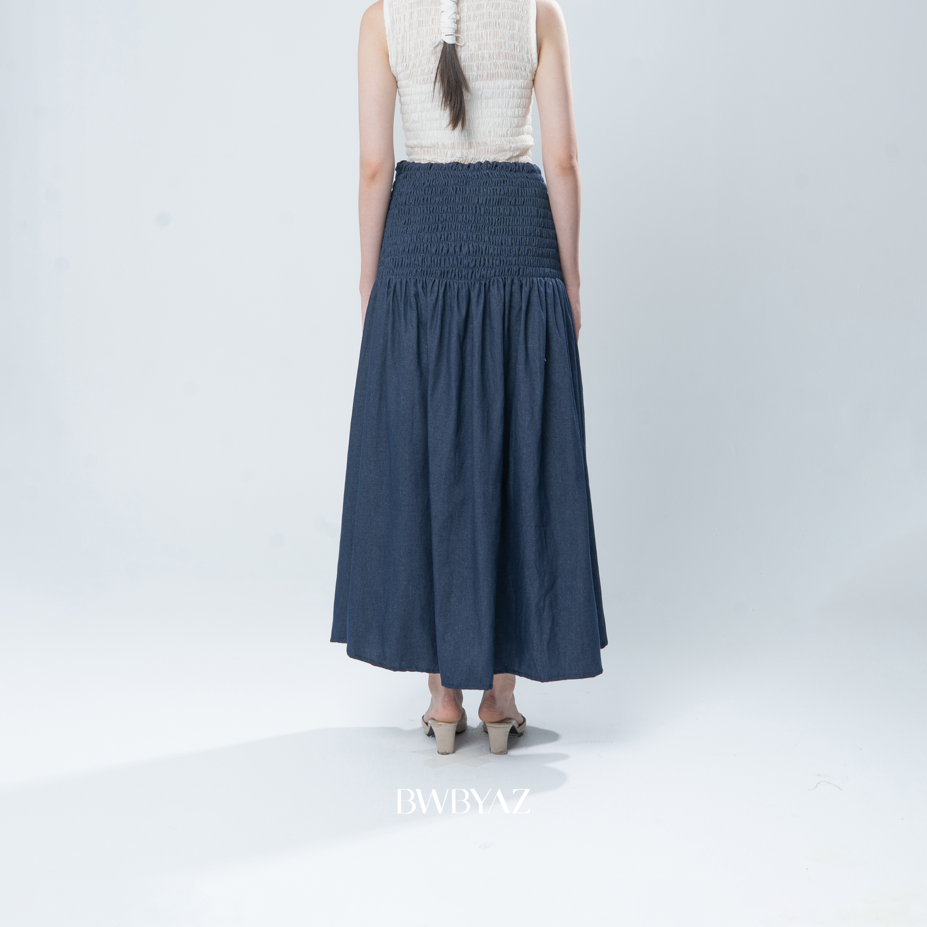 BWBYAZ - Sasmaya Shirred Skirt (READY STOCK)