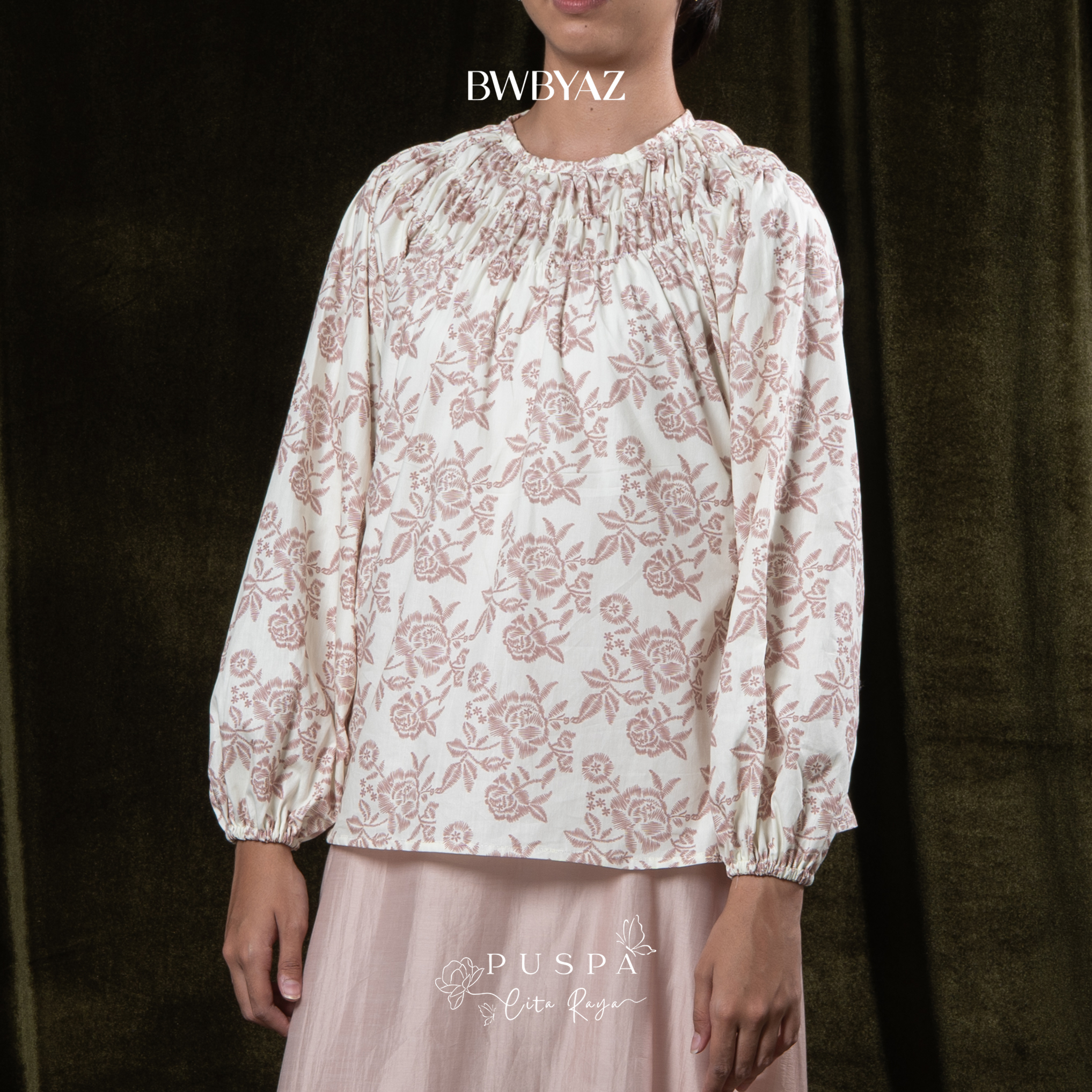 BWBYAZ - PUSPA CITA RAYA - Nona Damaira Shirred Blouse.