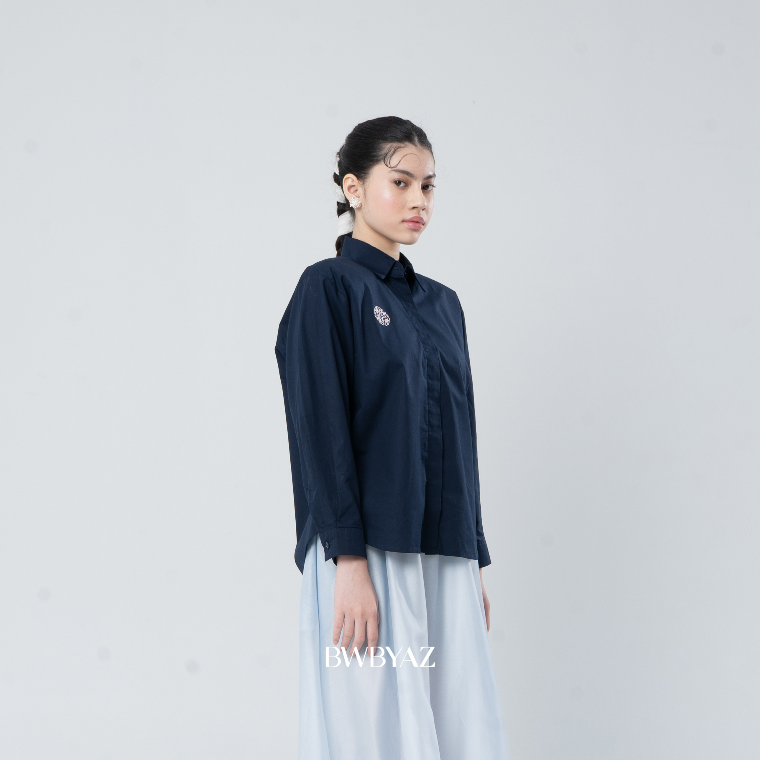 BWBYAZ - Livia Embroidery Shirt (READY STOCK)