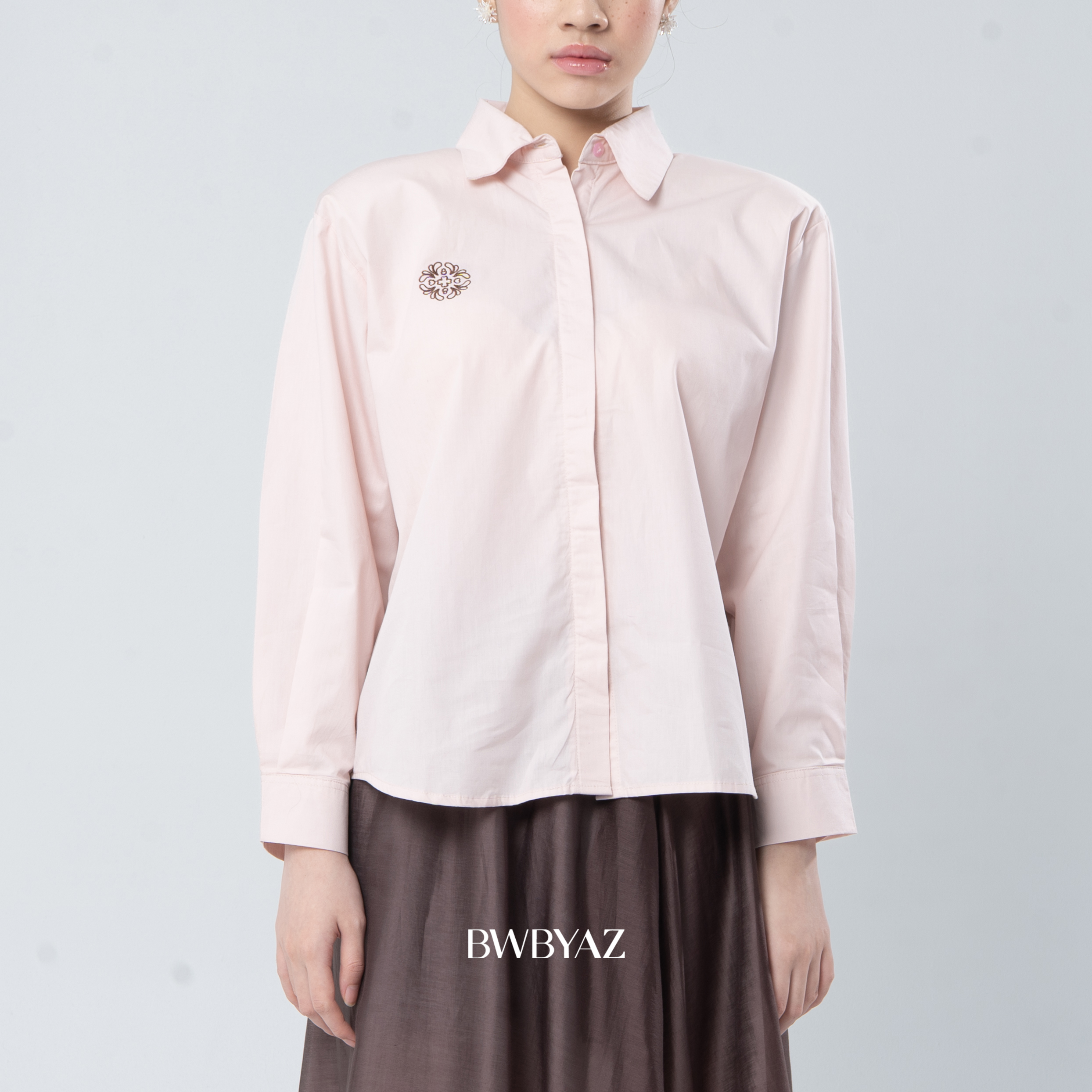 BWBYAZ - Livia Embroidery Shirt (READY STOCK)
