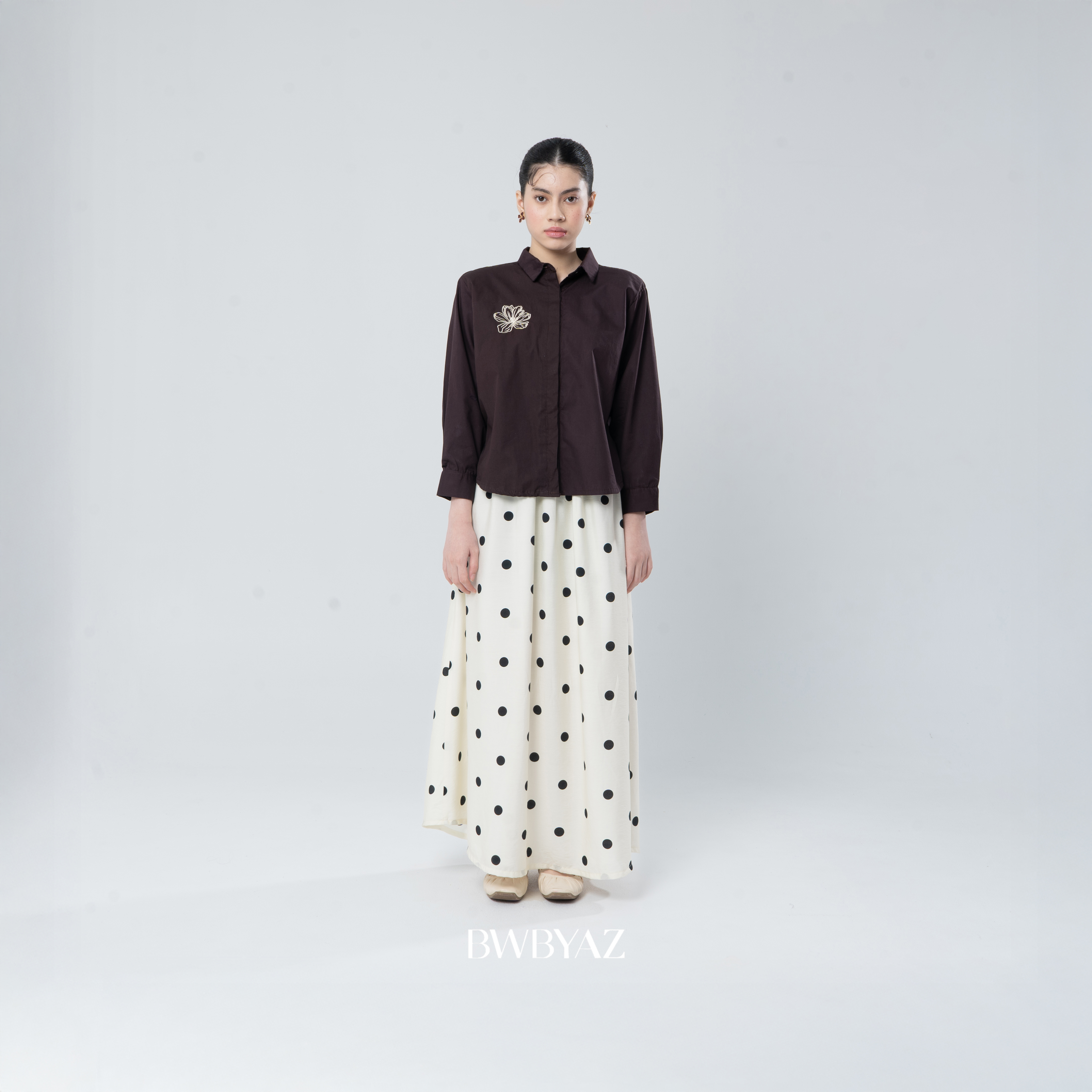 BWBYAZ - Adelaine Embroidery Shirt (READY STOCK)