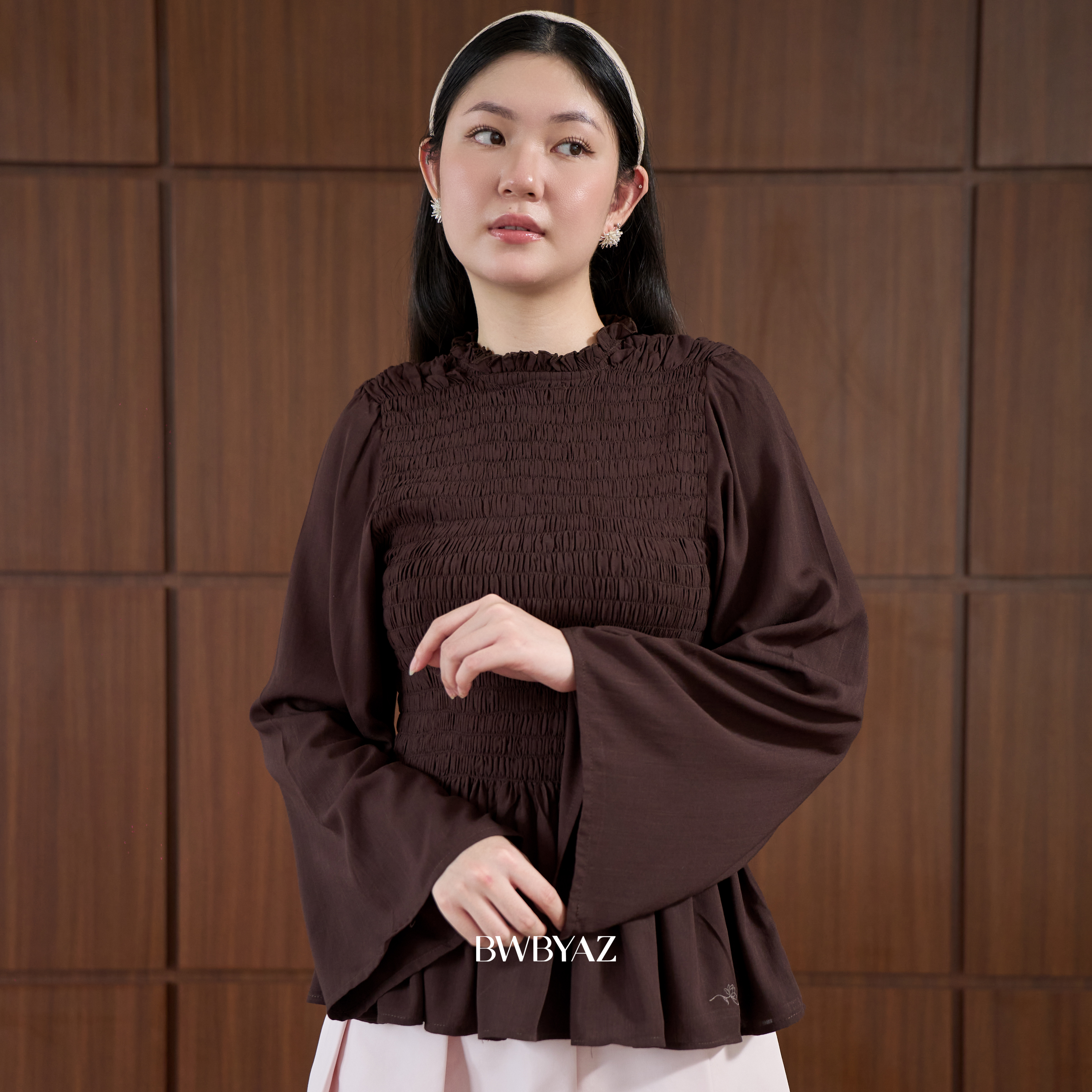 BWBYAZ - Evalina Shirred Top (READY STOCK)