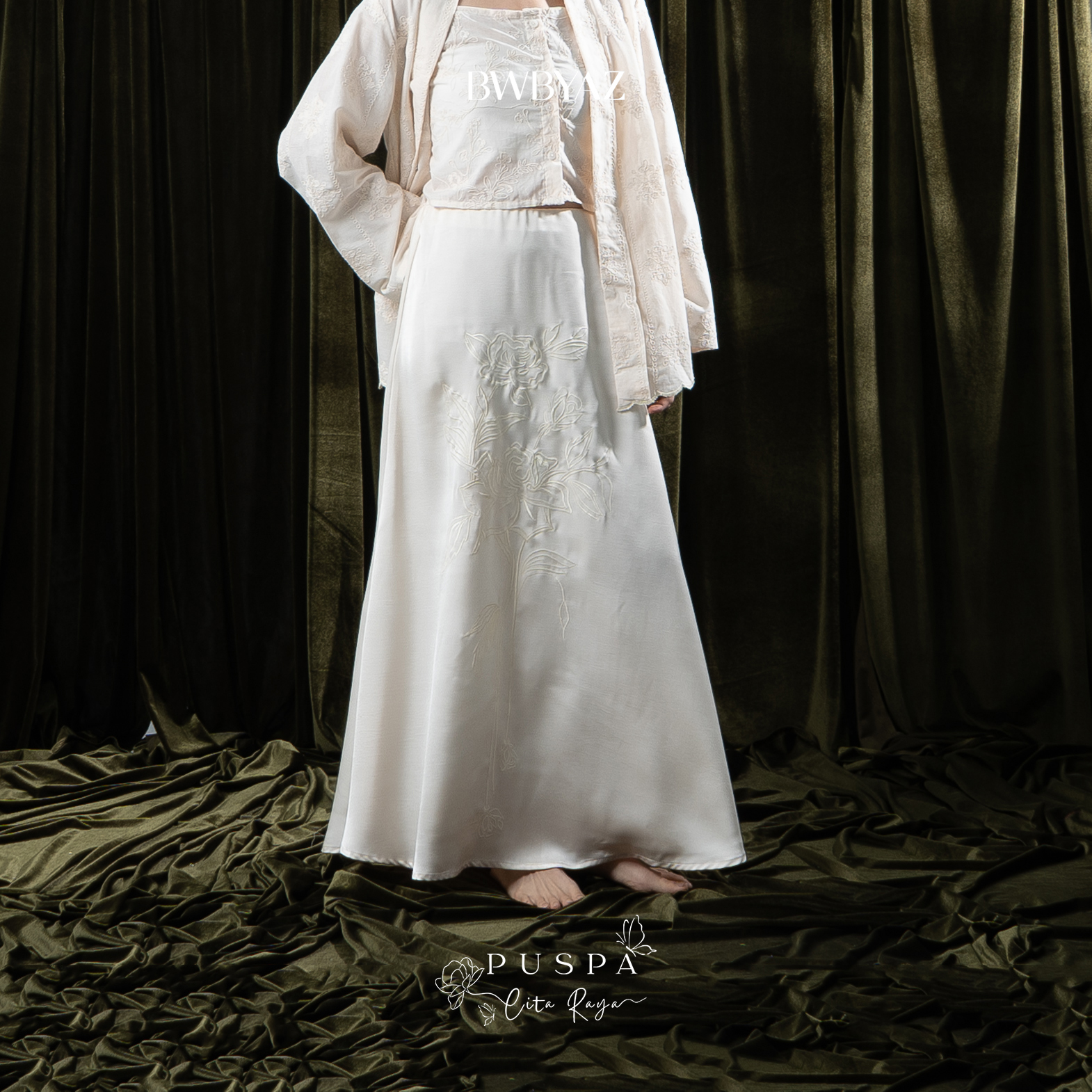 BWBYAZ - PUSPA CITA RAYA - Nona Wulandari Embroidery Sateen Skirt