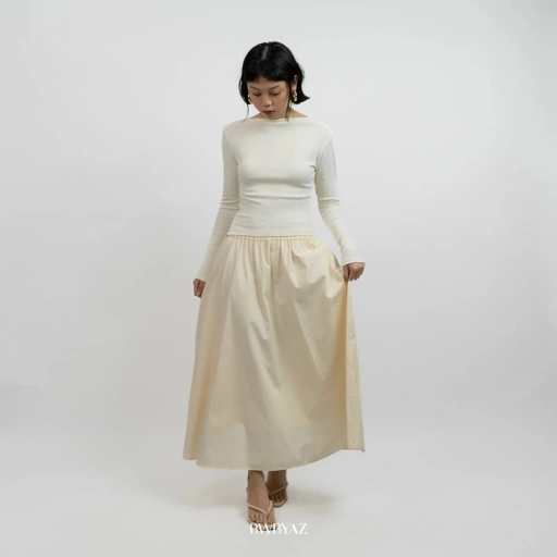 Image of BWBYAZ - Camel Cotton Skirt (READY STOCK)