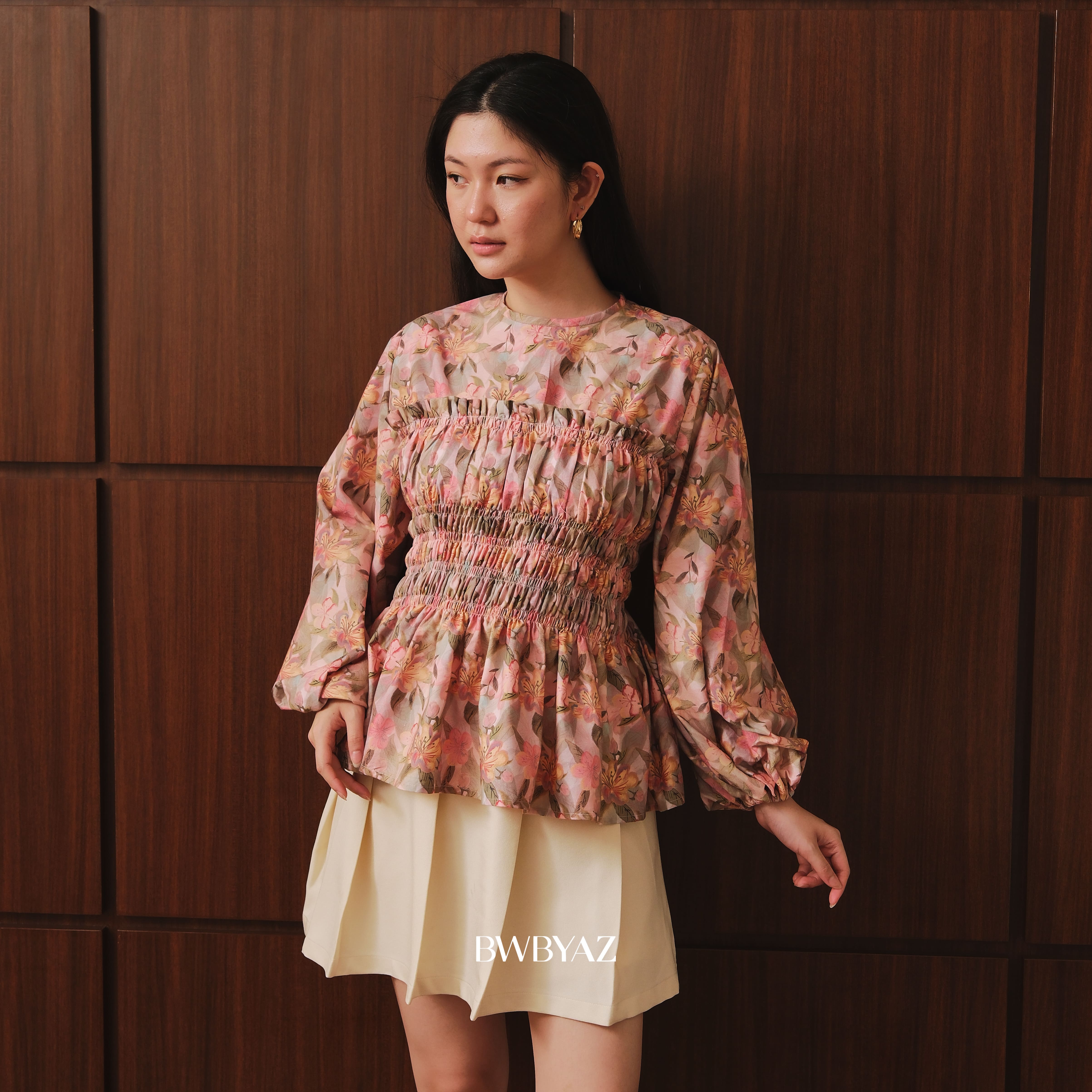 BWBYAZ - Rissa Shirred Top (READY STOCK)