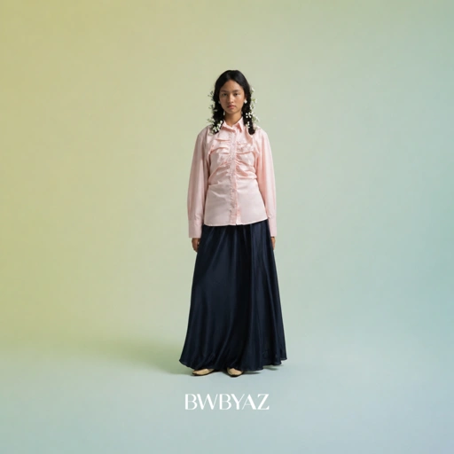 BWBYAZ - Nirbita Shirred Shirt (READY STOCK)