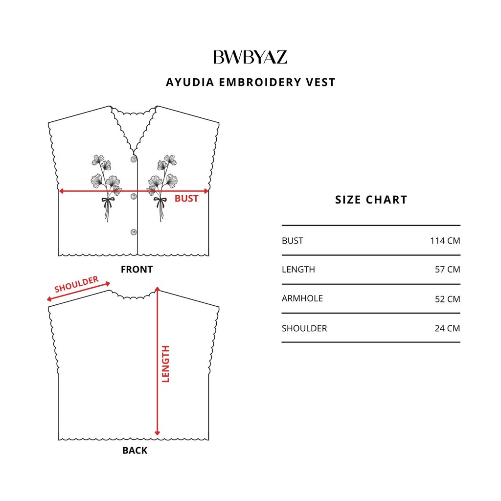BWBYAZ - Ayudia Embroidery Vest (READY STOCK)