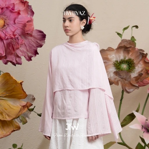 Image of BWBYAZ JFW COLLECTION - Cleya Shawl Blouse Stripes (READY STOCK)