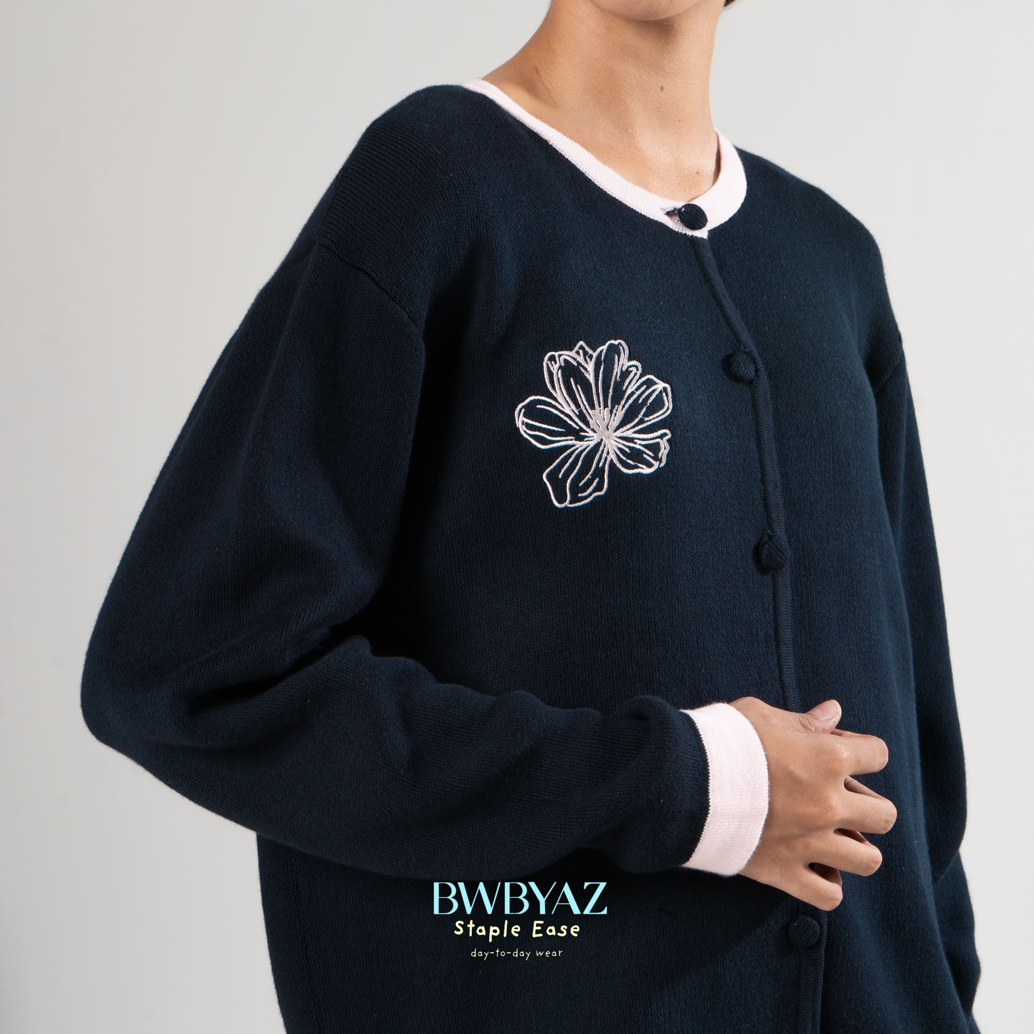 BWBYAZ STAPLE EASE - Terra Bloomy Knit Cardigan (READY STOCK)