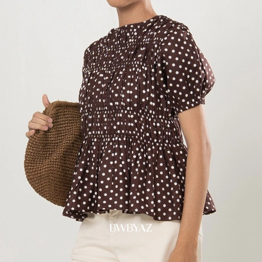 Image of BWBYAZ - PAMELA SHIRRED BLOUSE (SHORT SLEEVE) NEW COLOUR