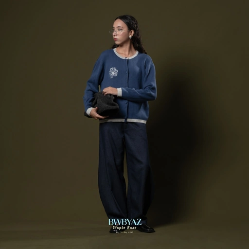 Image of BWBYAZ STAPLE EASE - TERRA BLOOMY KNIT CARDIGAN [READY STOCK]