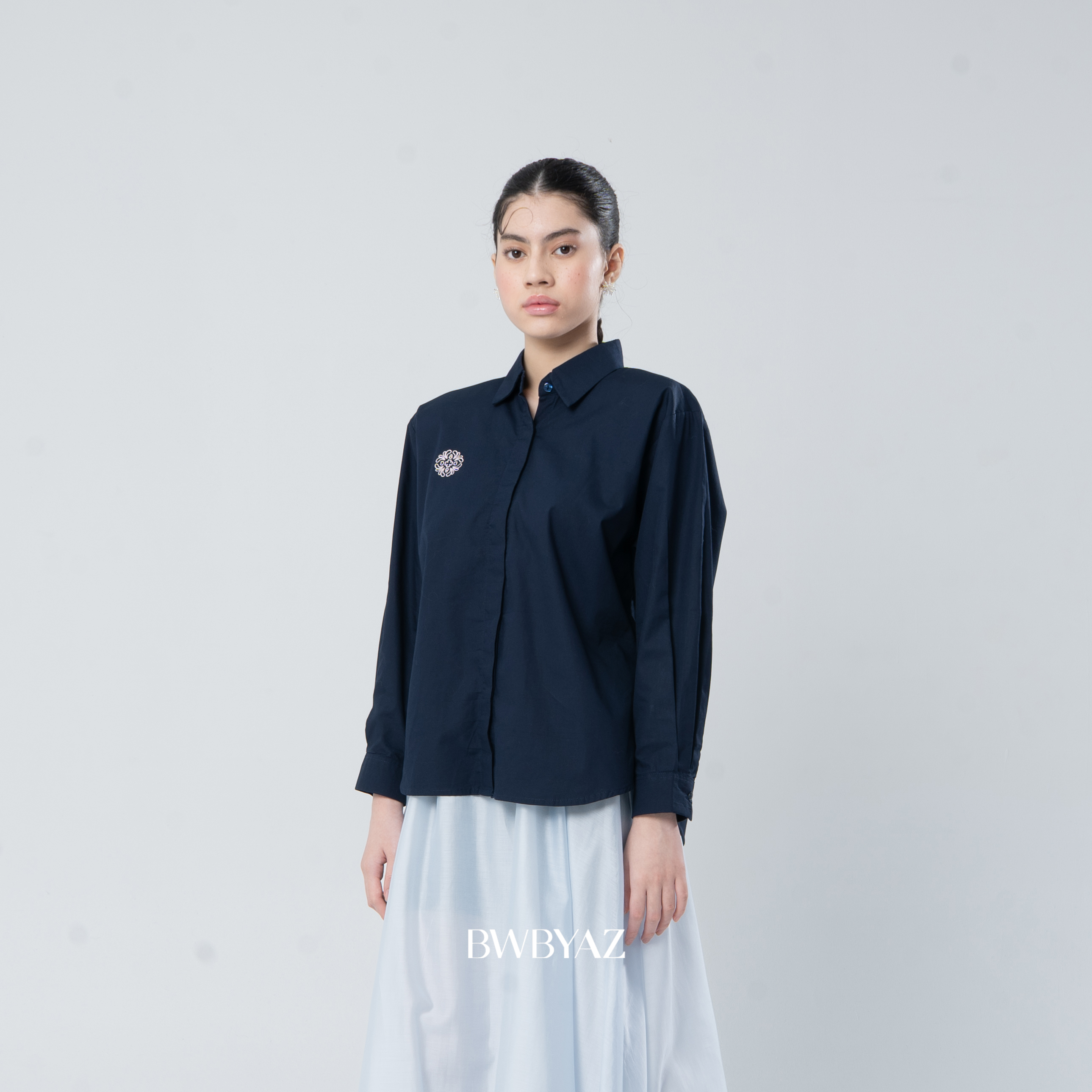 BWBYAZ - Livia Embroidery Shirt (READY STOCK)