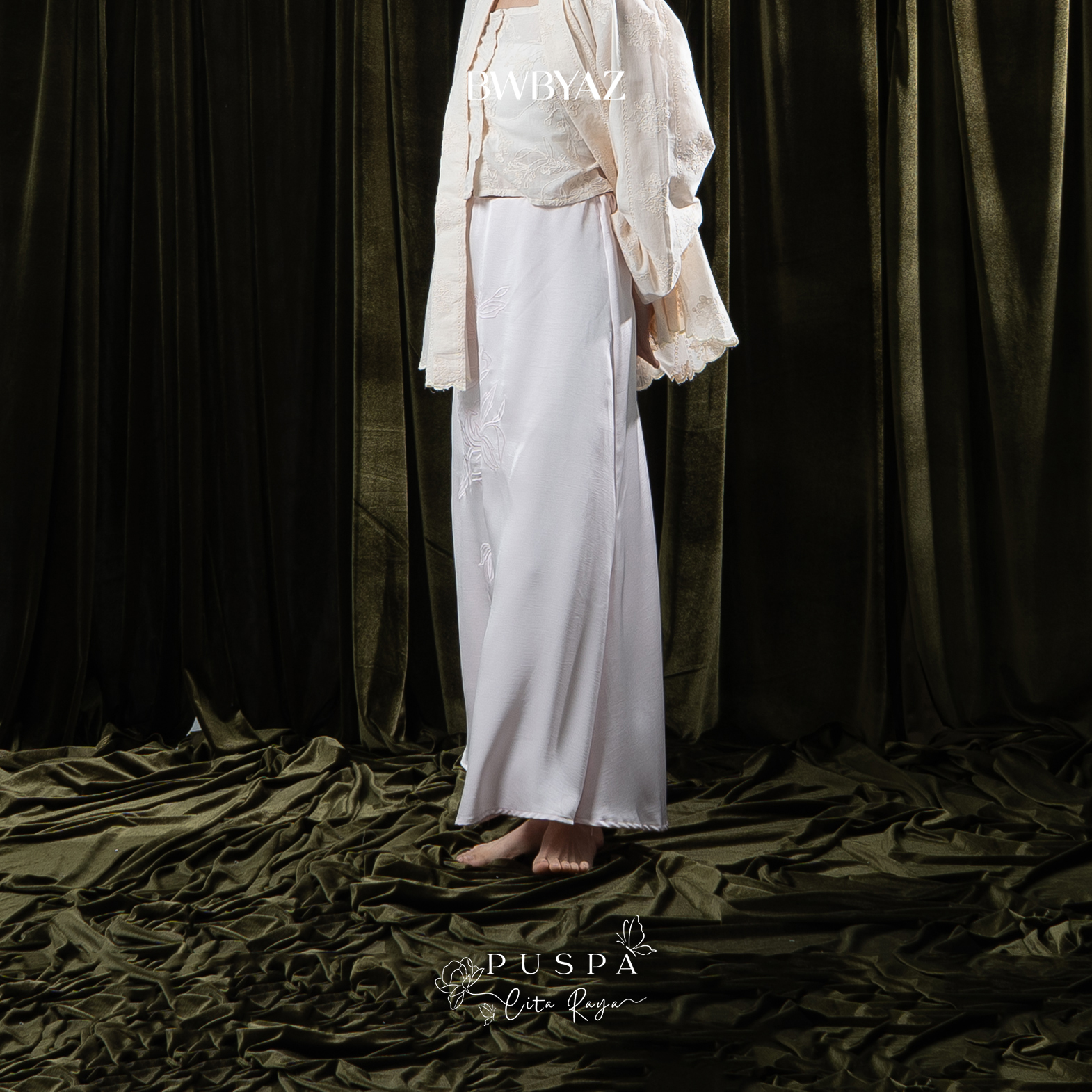 BWBYAZ - PUSPA CITA RAYA - Nona Wulandari Embroidery Sateen Skirt (READY STOCK)