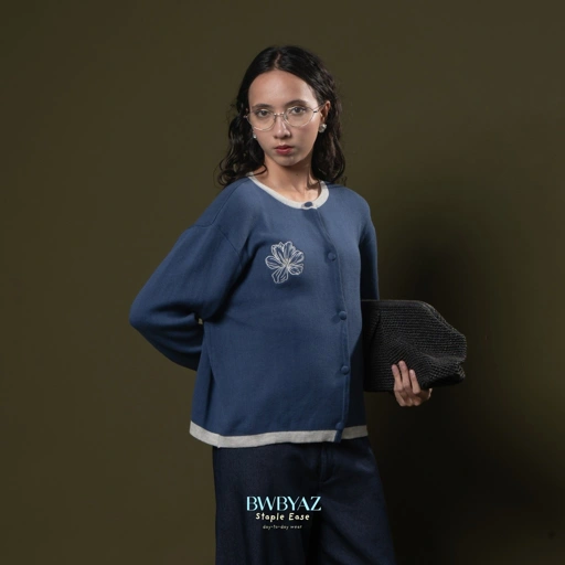 Image of BWBYAZ STAPLE EASE - TERRA BLOOMY KNIT CARDIGAN [READY STOCK]