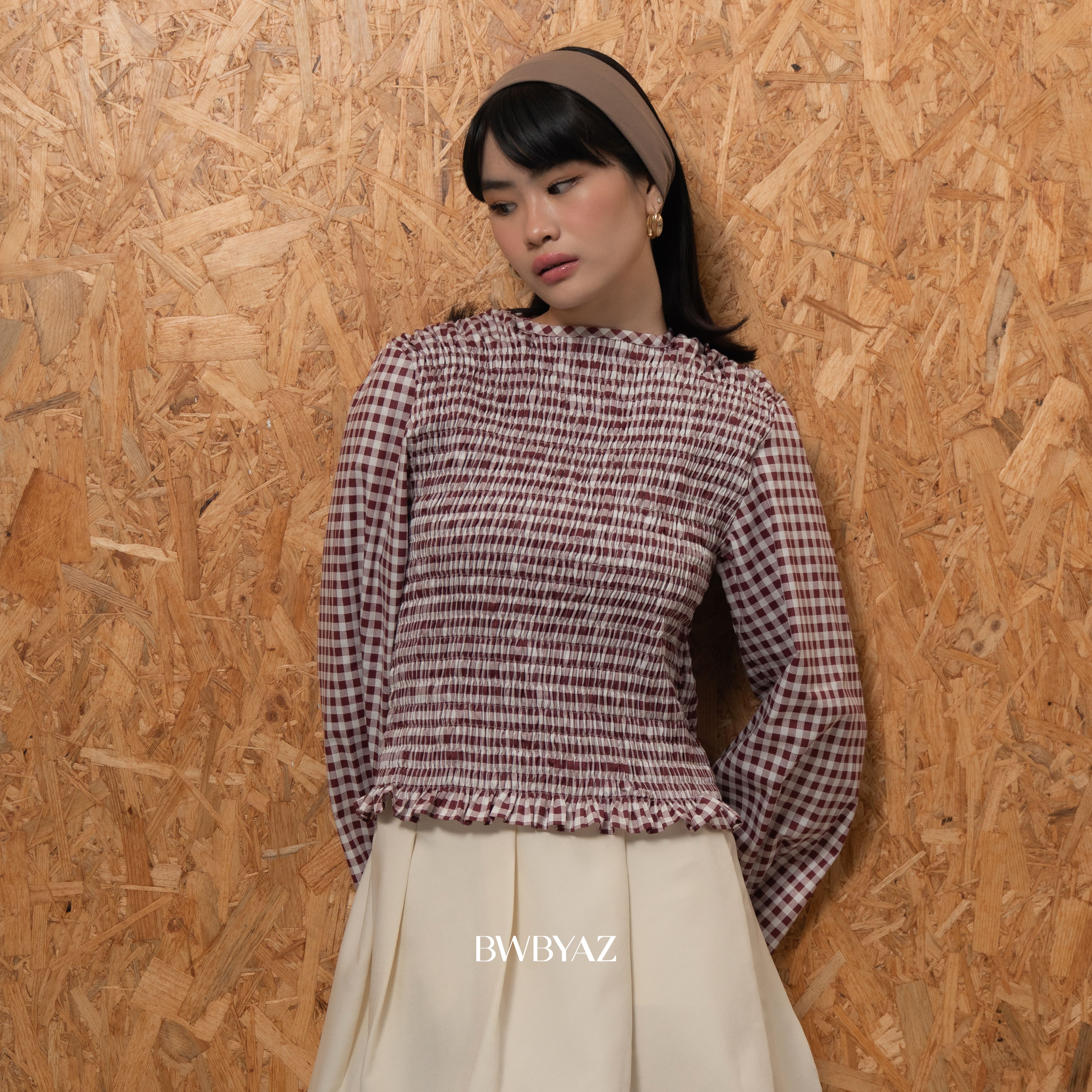 BWBYAZ - Illaya Shirred Blouse (READY STOCK)