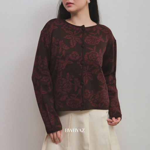 BWBYAZ STAPLE EASE - Aurelie Floral Cardigan (READY STOCK)