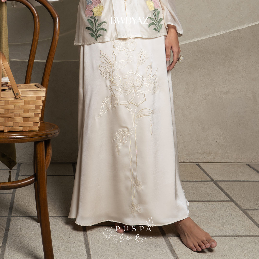 BWBYAZ - PUSPA CITA RAYA - Nona Wulandari Embroidery Sateen Skirt (READY STOCK)