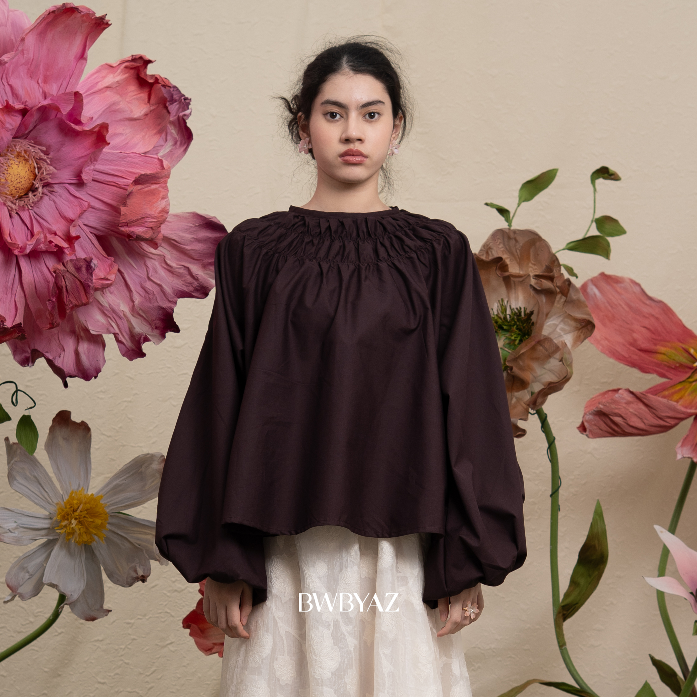 BWBYAZ JFW COLLECTION - Orla Shirred Blouse (READY STOCK)