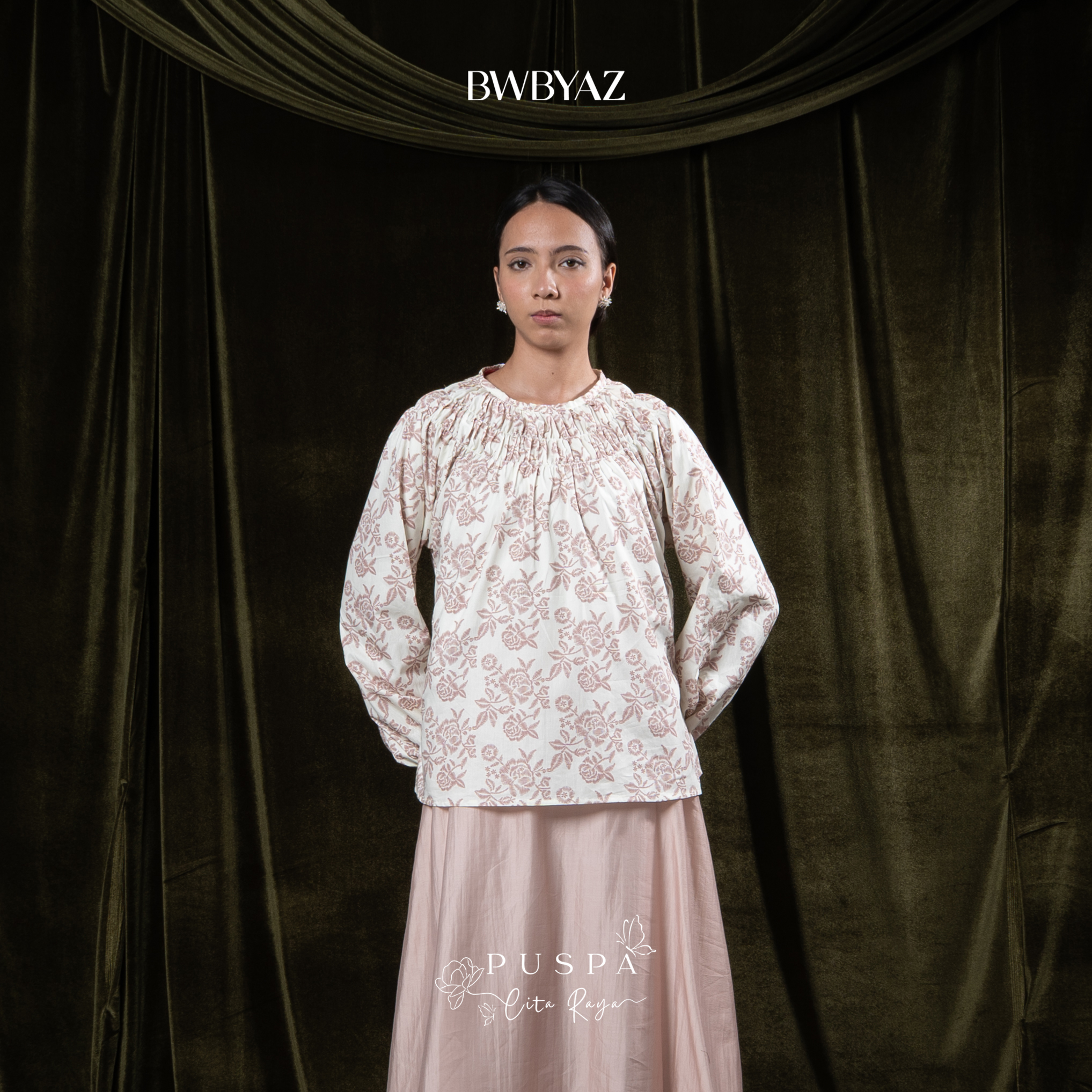 BWBYAZ - PUSPA CITA RAYA - Nona Damaira Shirred Blouse.