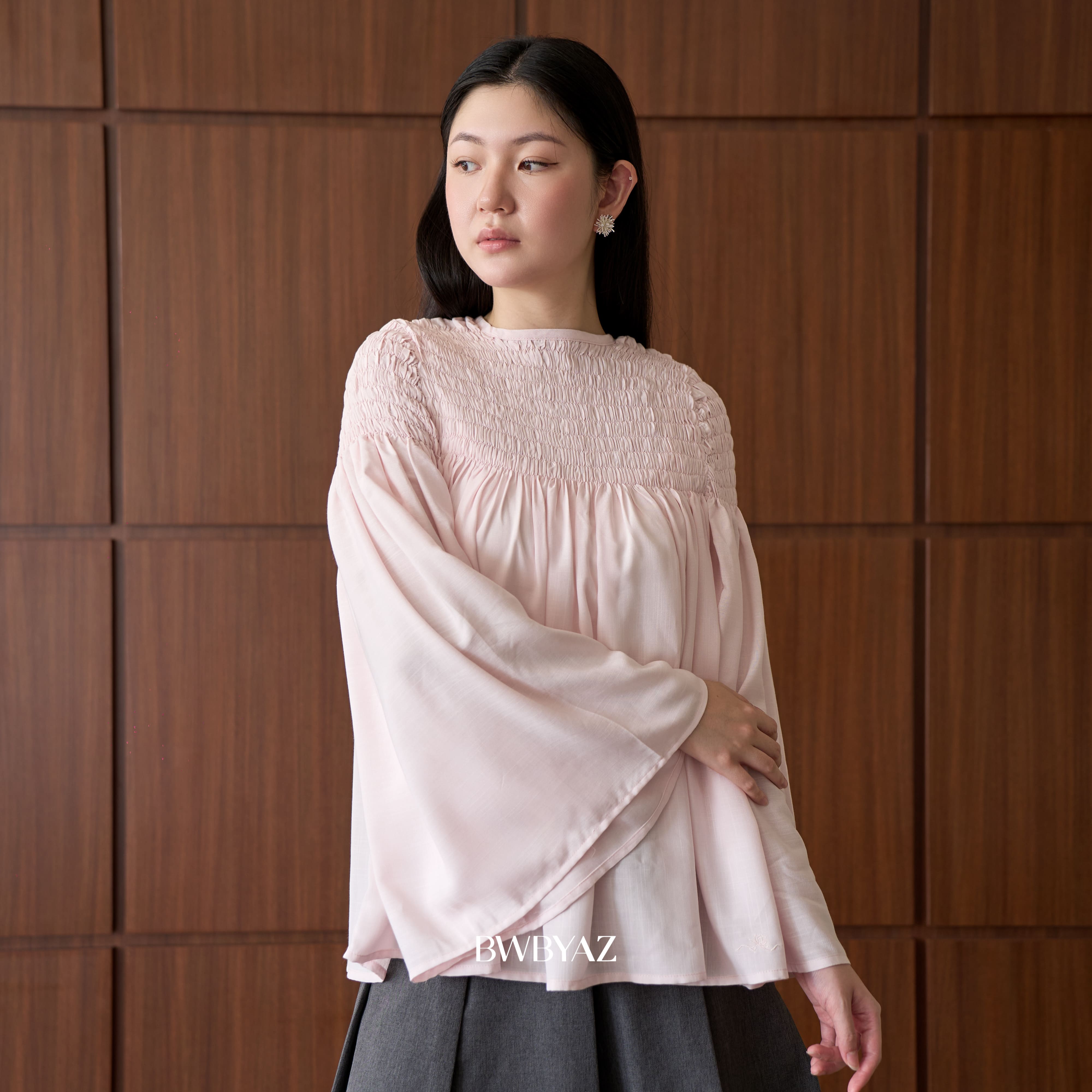 BWBYAZ - Hallie Shirred Top (READY STOCK)