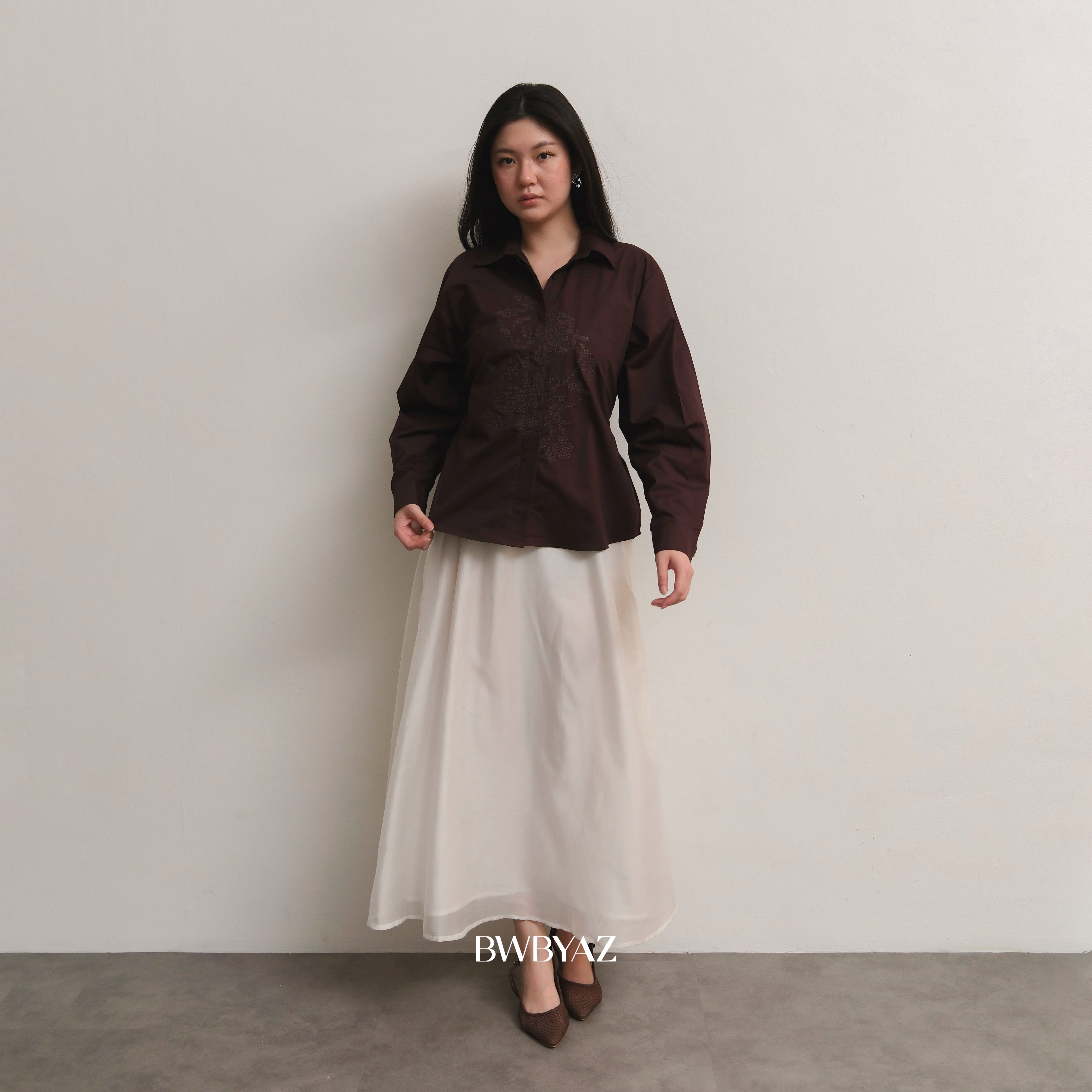 BWBYAZ - Varette Embroidery Shirt (READY STOCK)'
