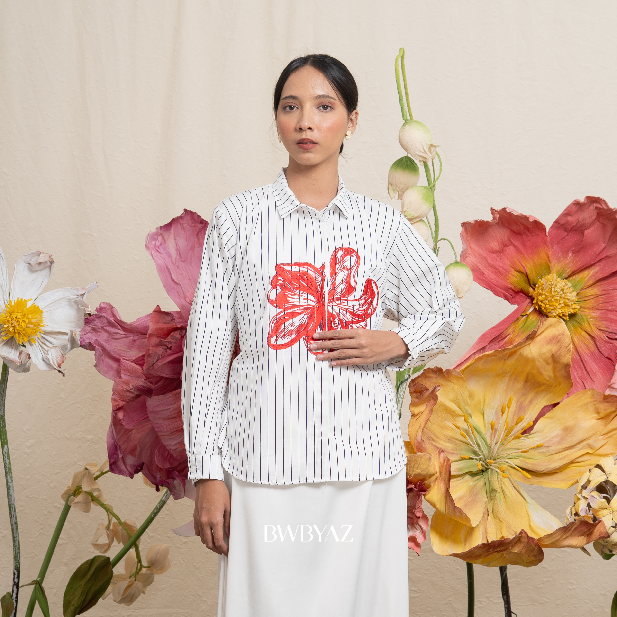 BWBYAZ -  Cyrielle Blooming Shirt (READY STOCK)
