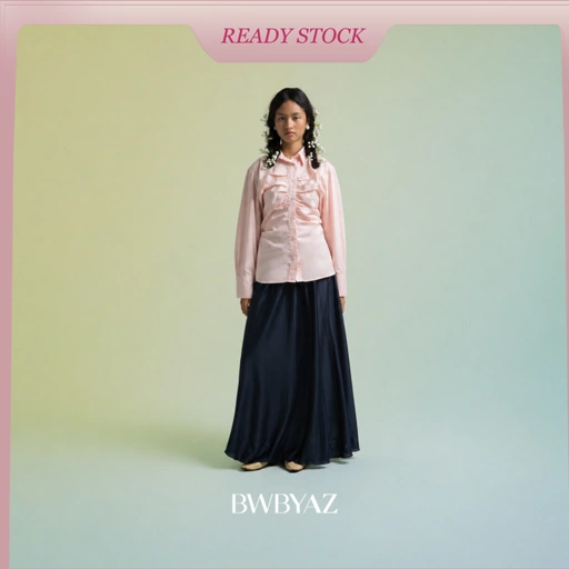 BWBYAZ - Nirbita Shirred Shirt (READY STOCK)