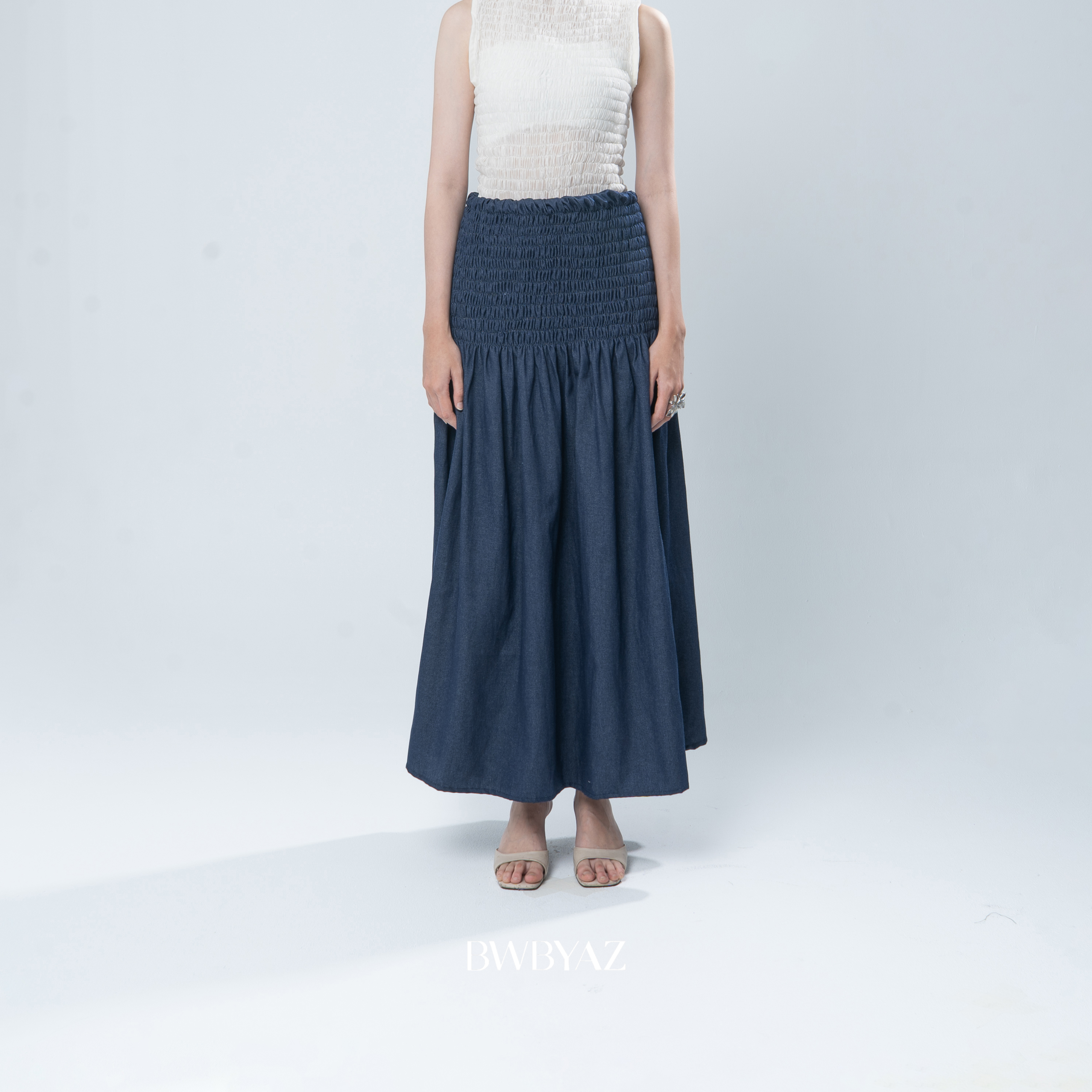 BWBYAZ - Sasmaya Shirred Skirt (READY STOCK)
