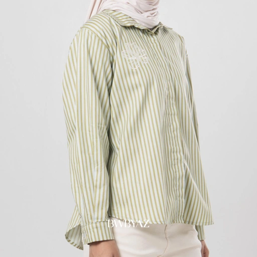 Image of BWBYAZ - SAFEA STRIPES EMBROIDERY SHIRT (READY STOCK)