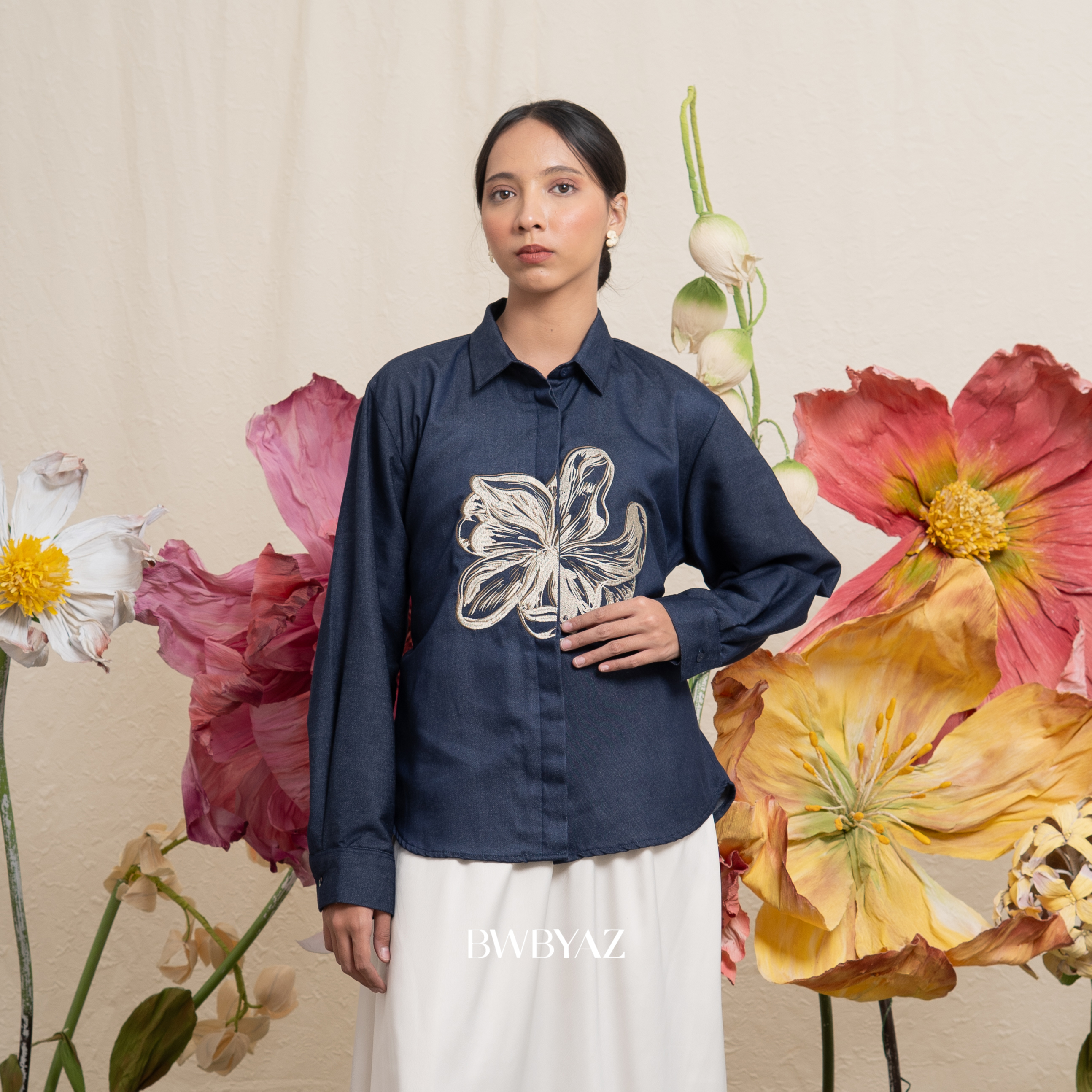 BWBYAZ -  Cyrielle Blooming Shirt (READY STOCK)