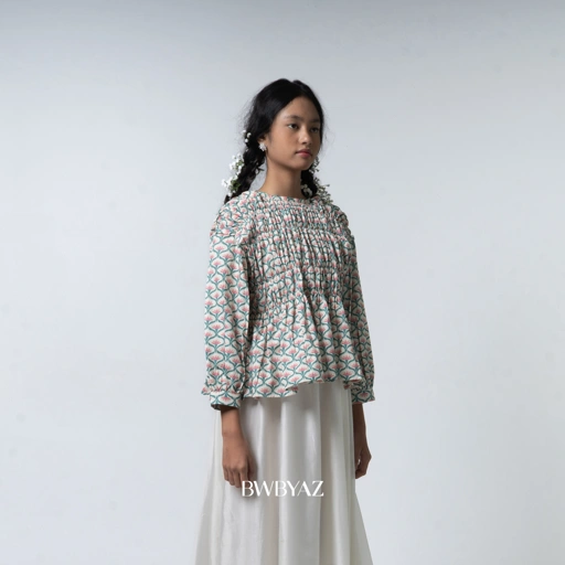 Image of BWBYAZ - PUSPA CITA RAYA - Nona Nayaka Shirred Blouse